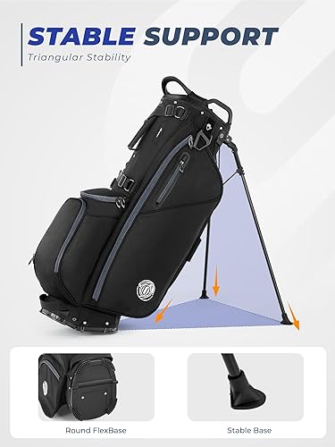 Vista 5 de Bolsa de golf de 7 vías, bolsas de golf ligeras para hombres y mujeres con divisores de longitud completa, 8 bolsillos, correa ajustable ergonómica