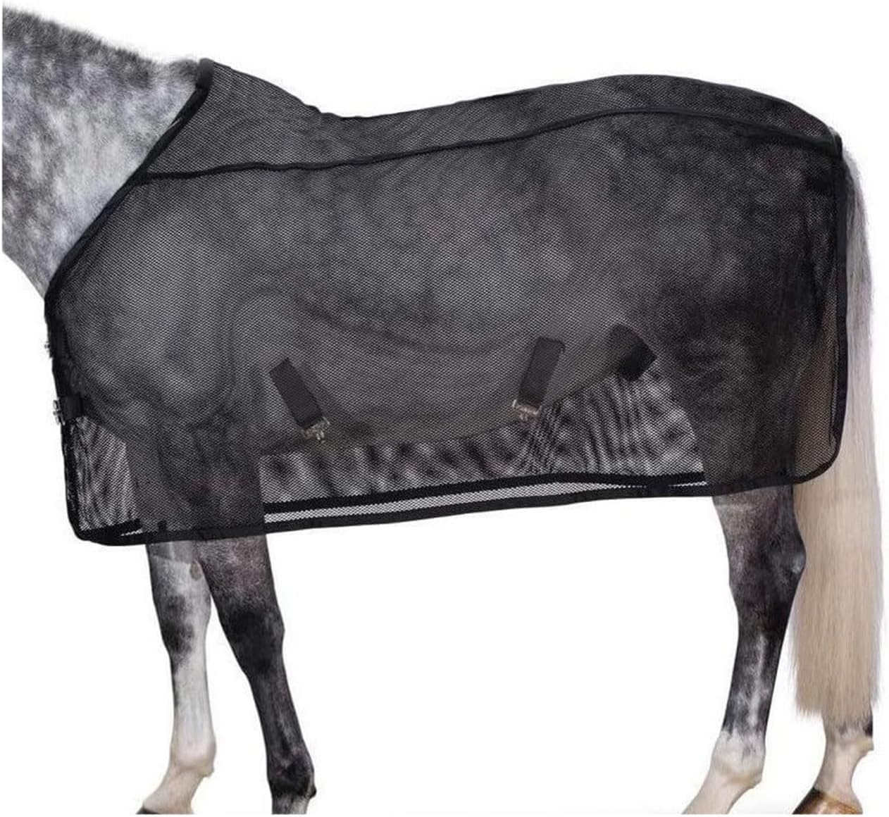 La La Pet Breathable Horse Mesh Sheet Lightweight Nylon Horse Clothing to Prevent Fly Bites Cool Equine Summer Sheet with Adjustable Straps Equestrian Equipment