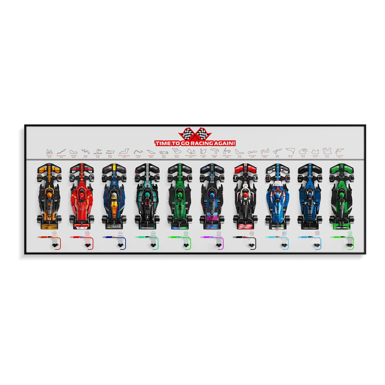 Display Wallboard for Lego F1 Speed Champions 66802 - Wall Mount Frame for 10 Race Cars 7…