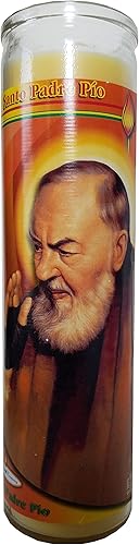 Staci19 Santo Padre Pio (Santo Padre Pío) Vela Devocional Pilar Amarillo