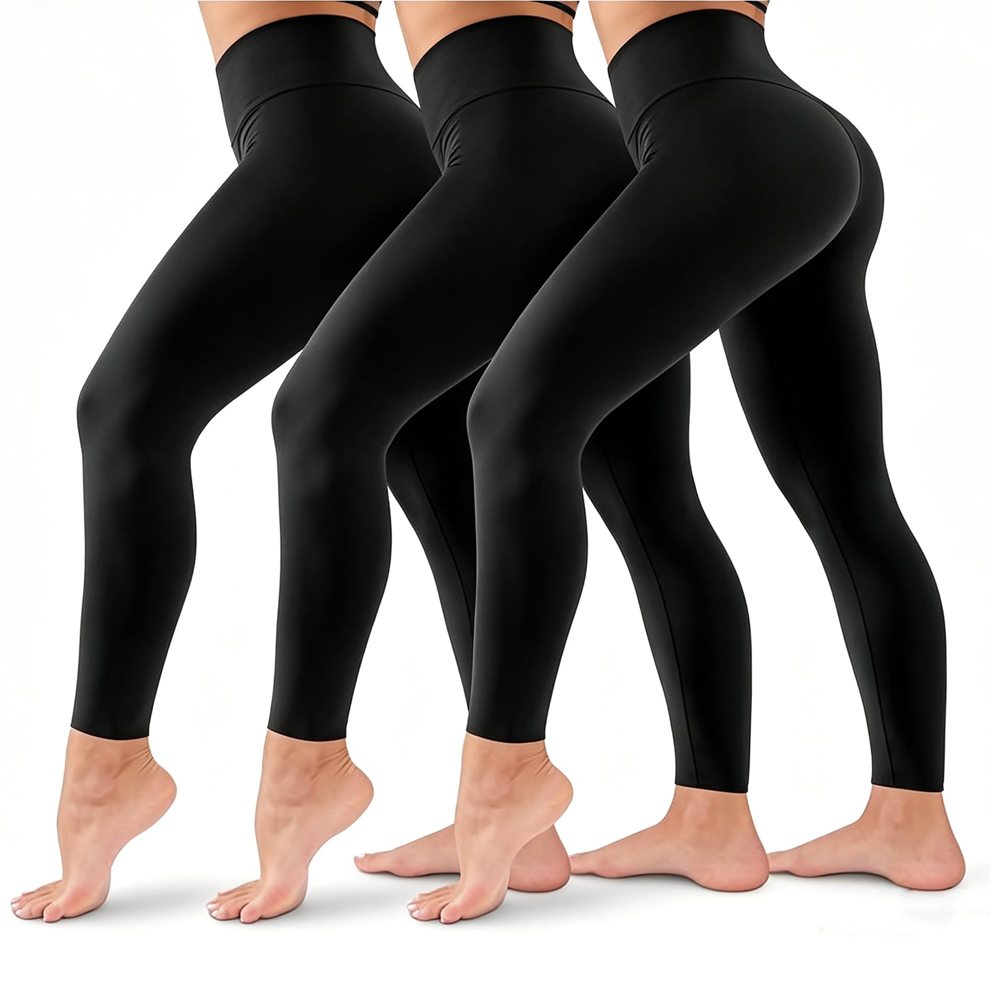 Legging Taille Haute pour Femme - Pantalon Actif Noir Taille Haute Doux Contrôle du Ventre Entraînement Jogging Pantalon de Yoga