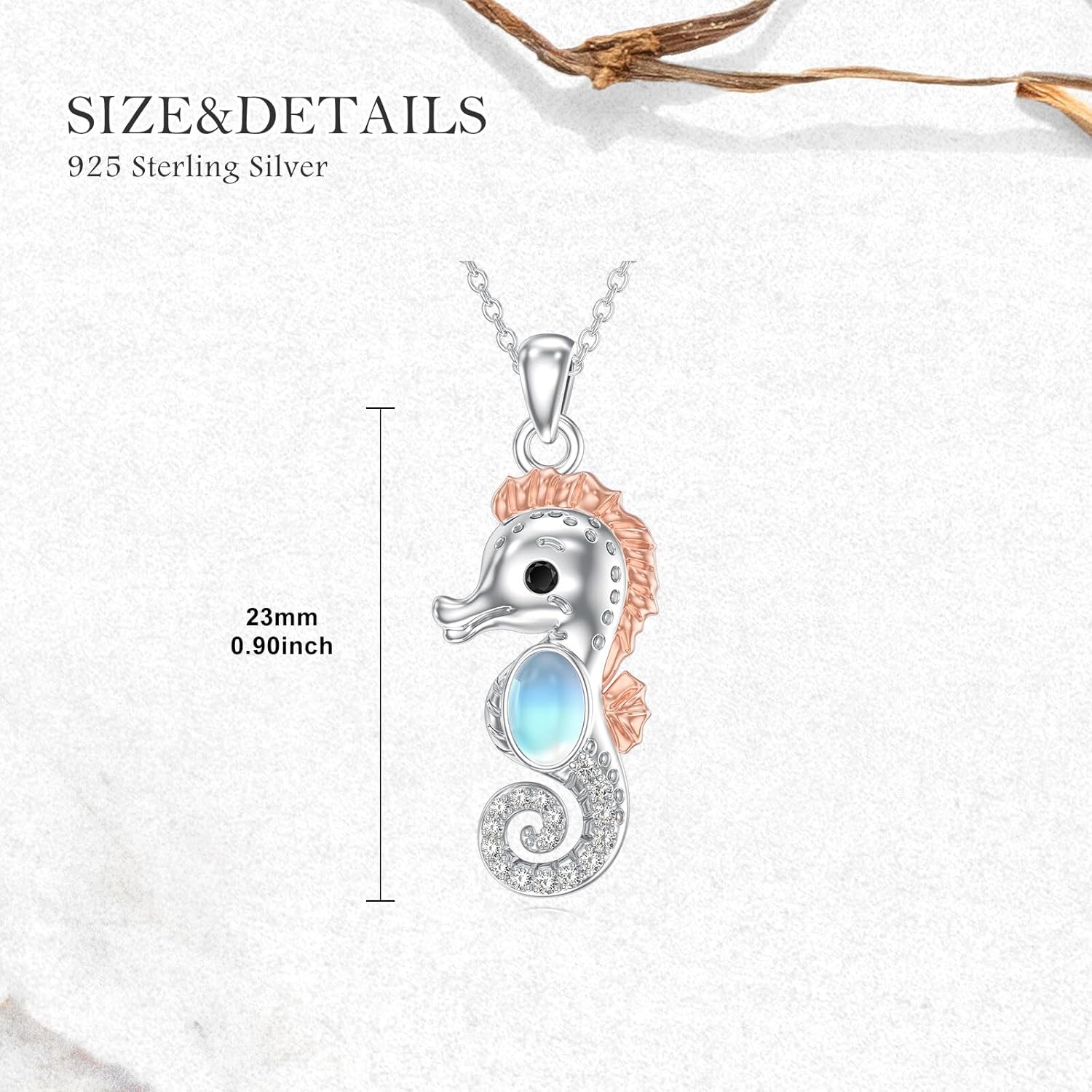 Moonstone Seahorse Necklace for Women 925 Sterling Silver Seahorse Pendant Moonstone Jewelry Birthday Gifts for Daughter - Image 4