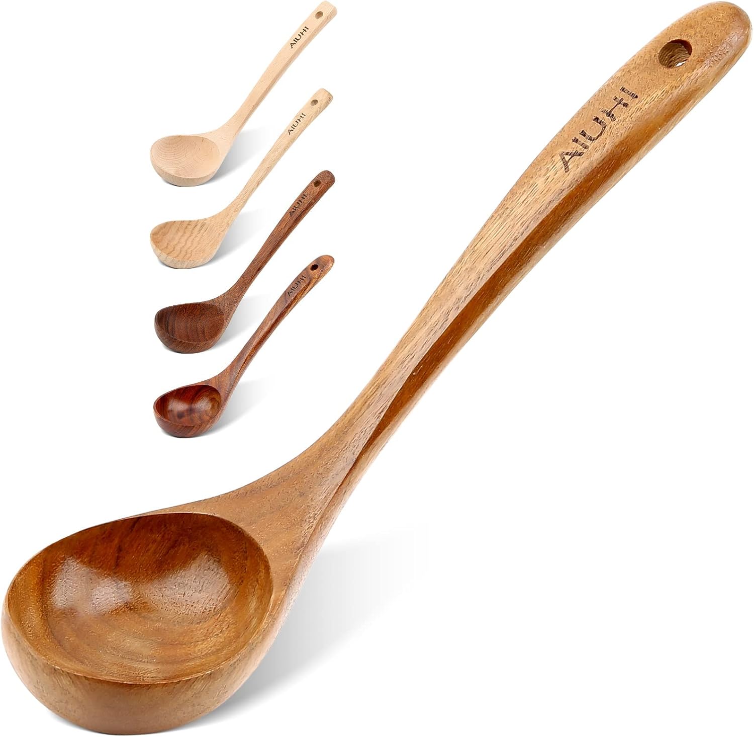 Wooden Ladles for Cooking, 10.8inch Large Spoons for