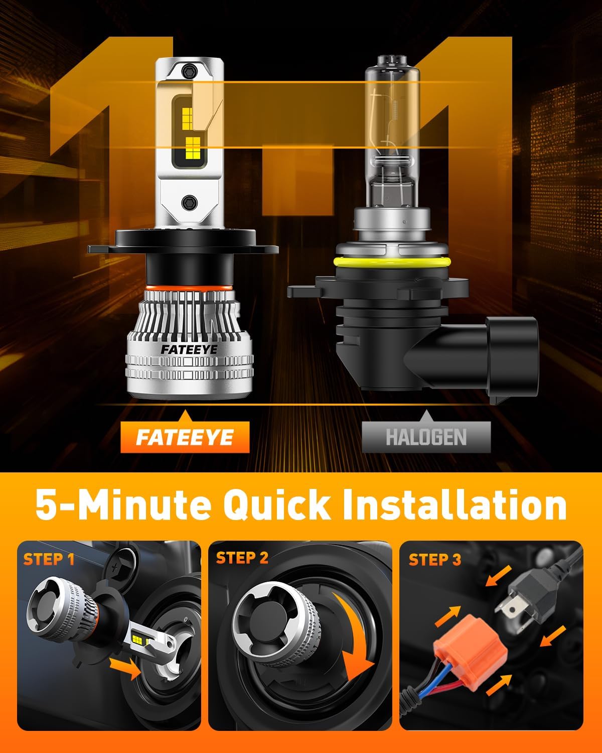 𝗛𝟰 Fog Light Bulbs - 80000LM 800% Brighter 200W, 6500K Cool White, Plug-and-Play with Fan, 90000H Lifespan, Pack of 2