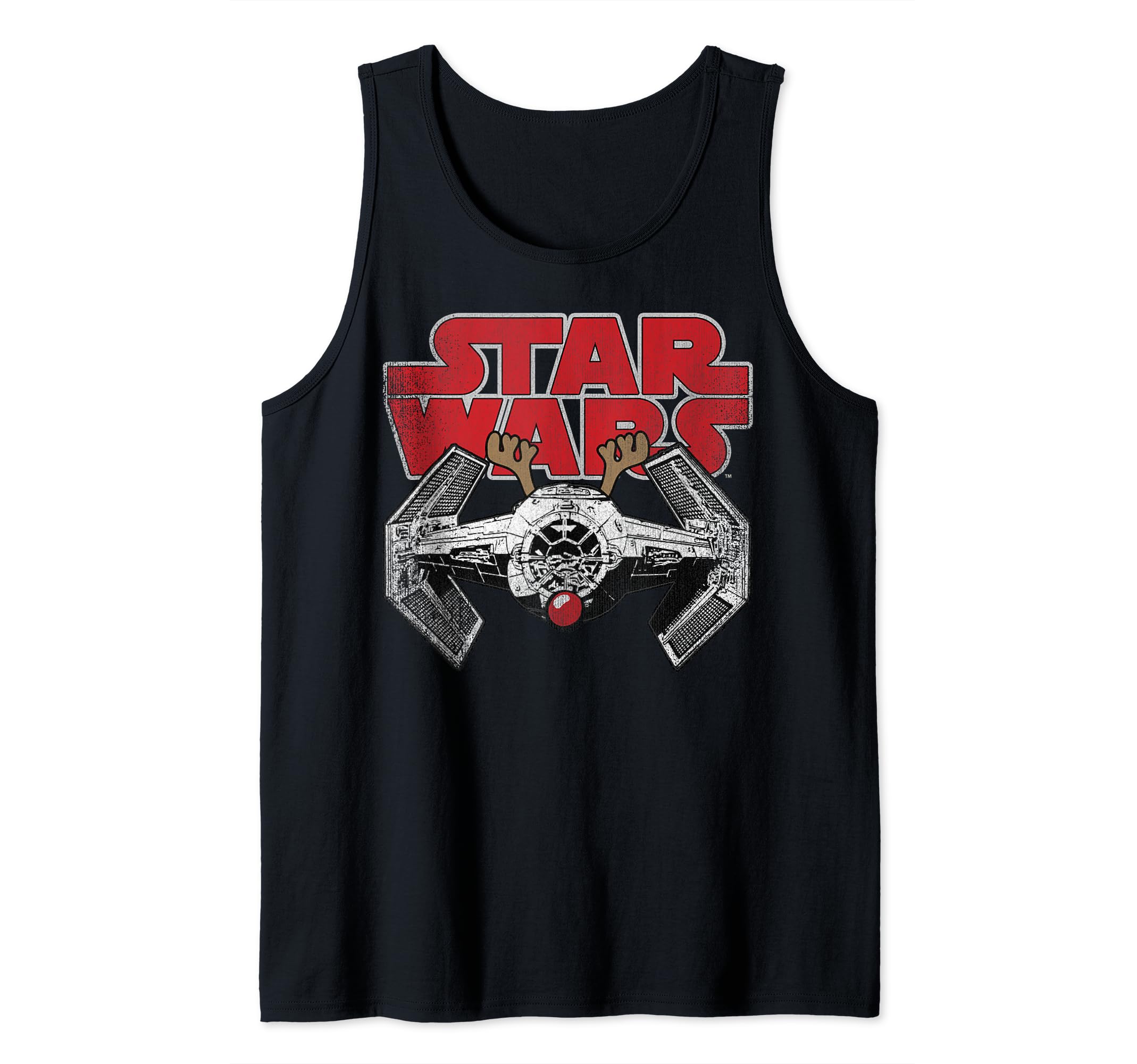 Star Wars TIE Fighter Reindeer Nose Christmas Tank Top, Black