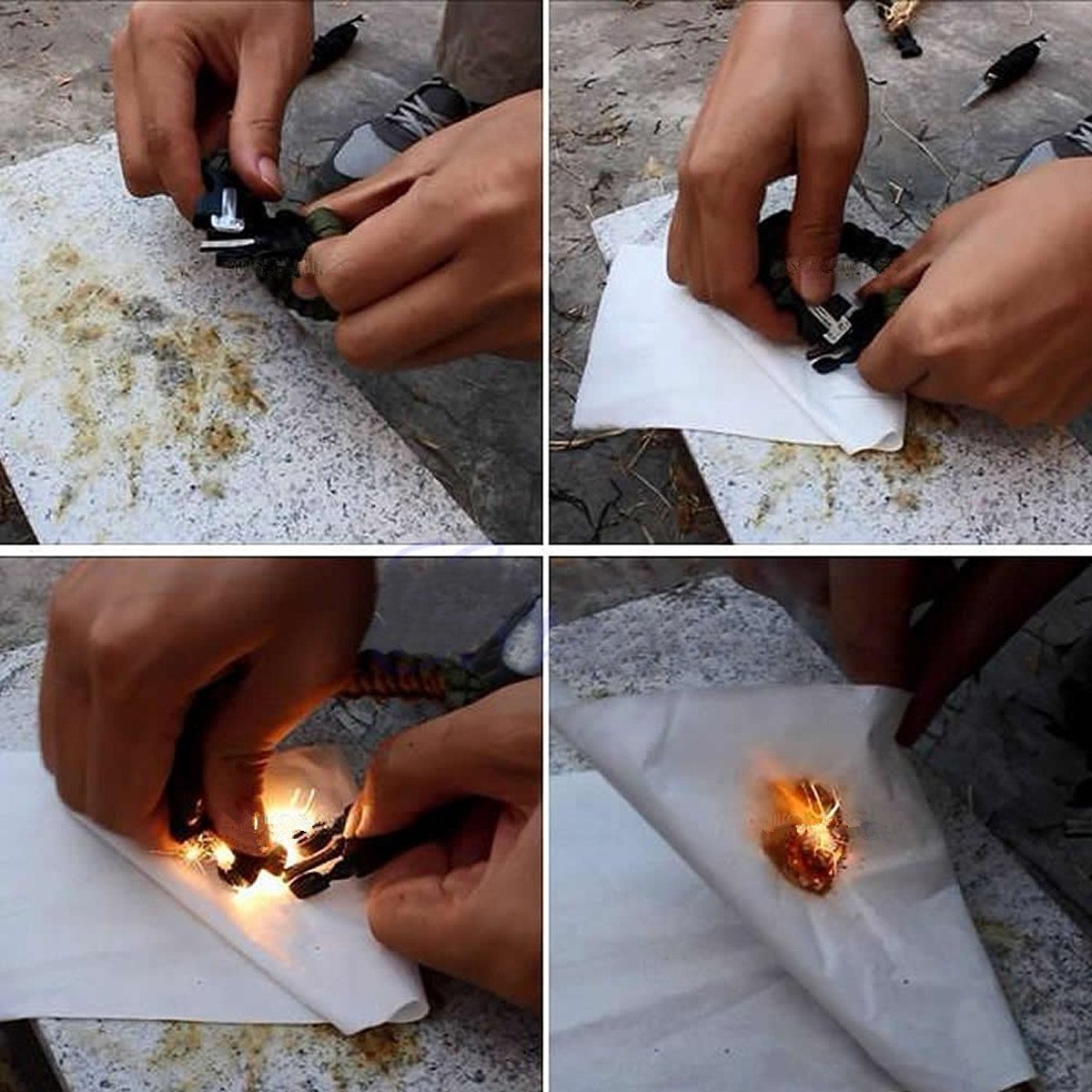 Boucle Avec Sifflet Compas Flint Starter Fire Scaper Pour Paracord Bracelet AG LQB1453