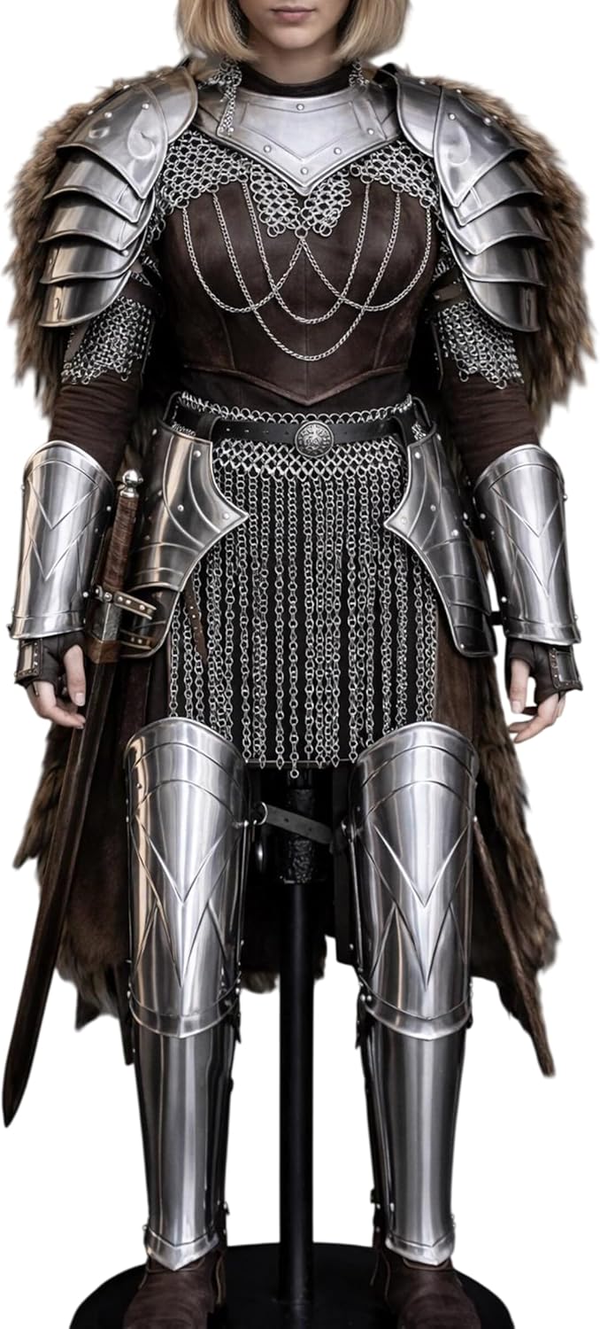 ARTIZANSTORE Polished Steel Female Knight Armor Set | Medieval Armor | Renaissance Faire Cosplay | LARP Costume