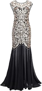 Women 's 1920s Black Sequin Gatsby Maxi Long Evening Prom Dress - Buy now