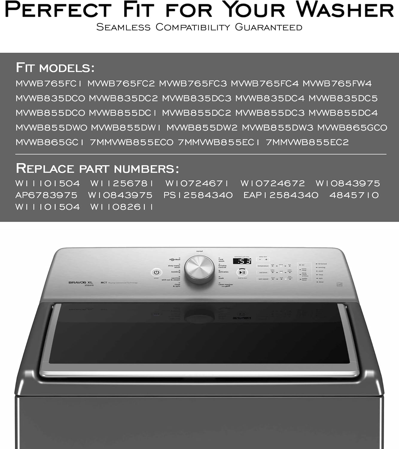 Upgraded W11256781 Washer Lid Assembly Compatible Whirlpool Maytag Washer Lid - Replaces W11101504 W10843975 W11082611, WP8563965 Left Lid Hinge & WP8572974 Right Lid Hinge & W11404293 4 Screws