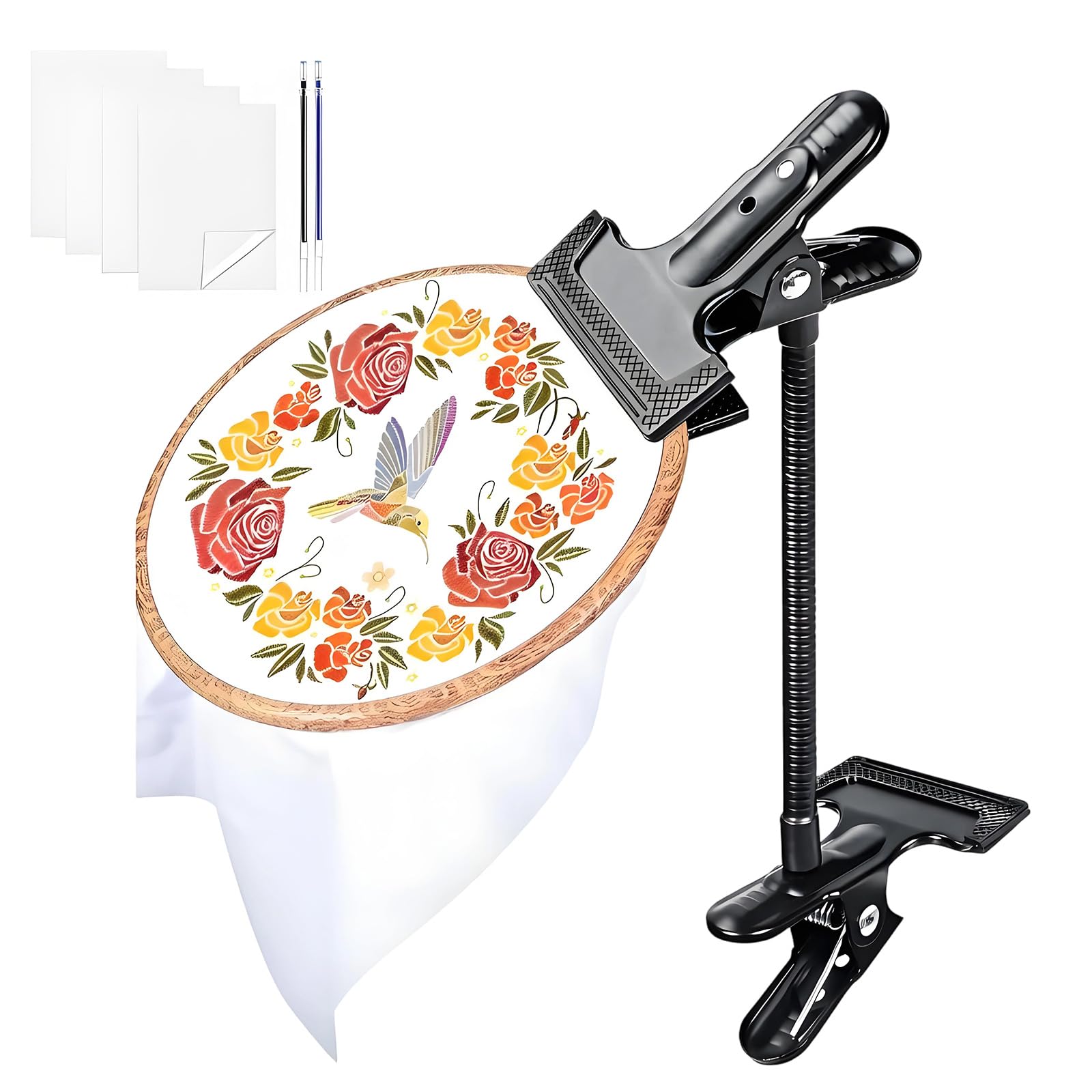 Foldable Embroidery Stand with 360 Degree Swivels Function and Secure Clamp for Stable Crafting Portable Sewing Frame