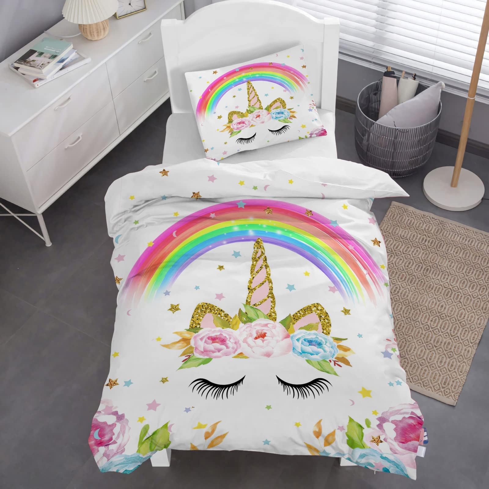 Homemaker Rainbow duvet cover sets girls bright bedding & curtains