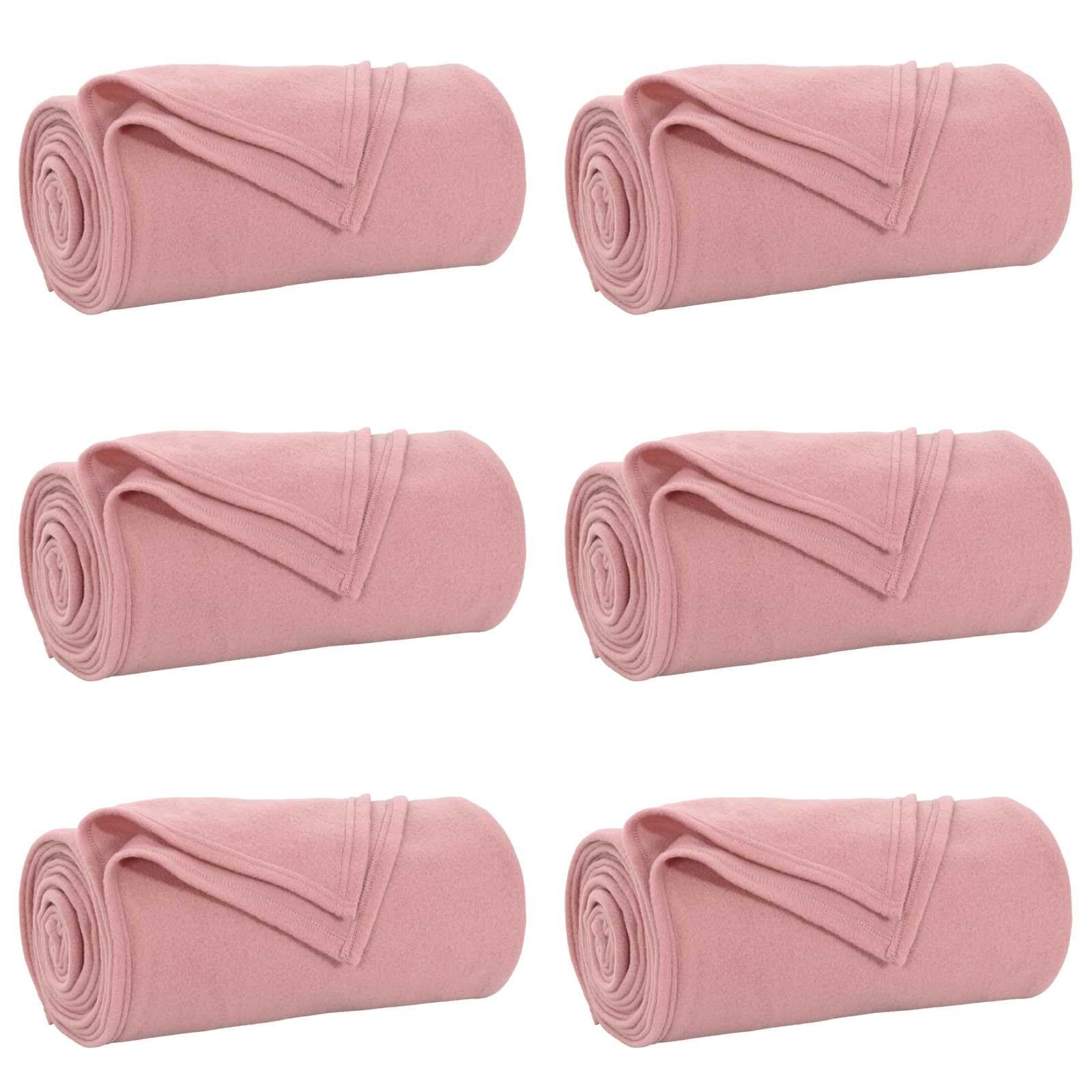 Lot de 6 couvertures en polaire Rose 200 x 150 cm
