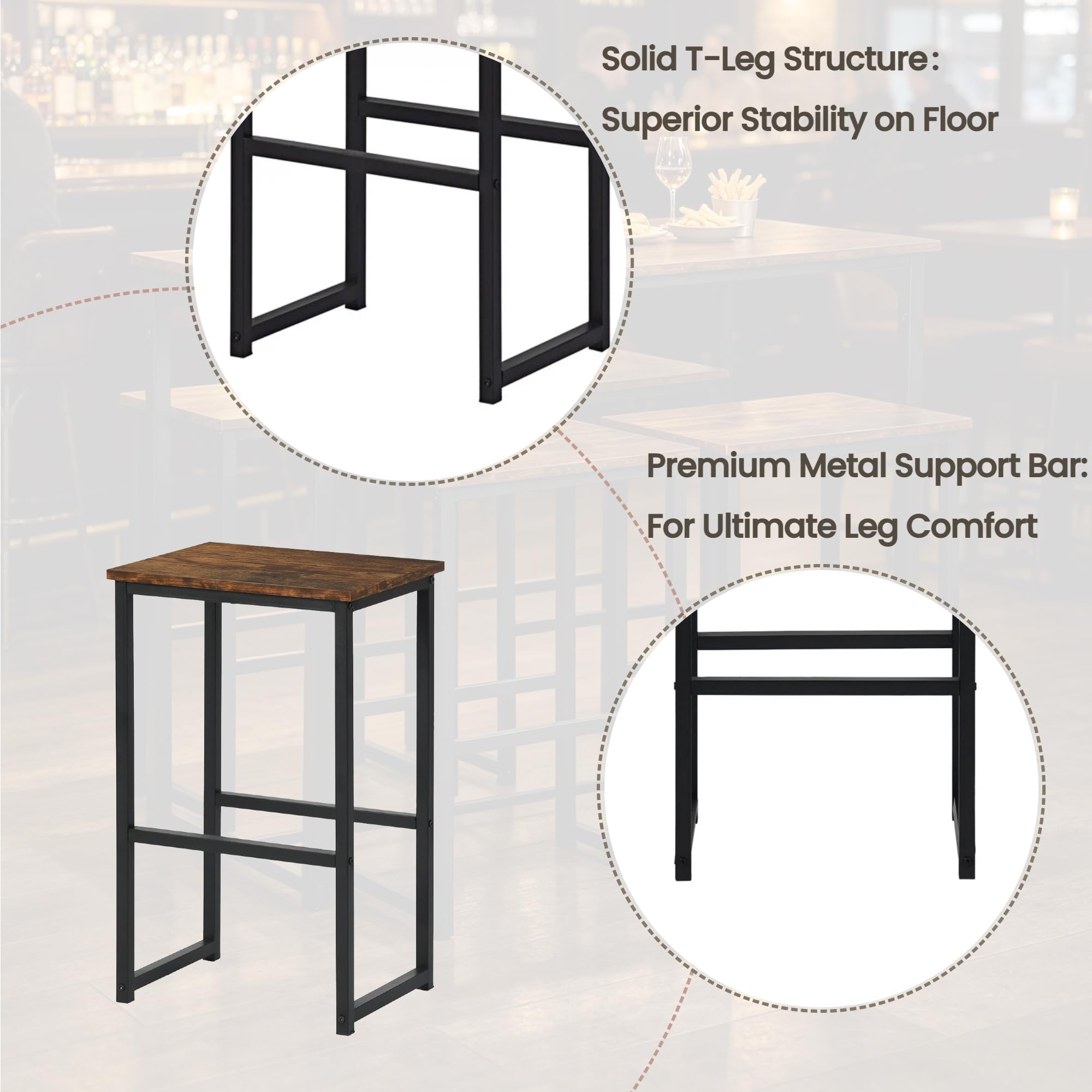 Tavolo da Pranzo con 4 Sedie, Tavolo e Sedie da Esterno Set 5 Pezzi Mobili Industriale Tavolo 100 x 50 x 90 cm, Sedie Cucina 40 x 30 x 65 cm, per Cucina, Nero Opaco + Venatura Legno Retrò