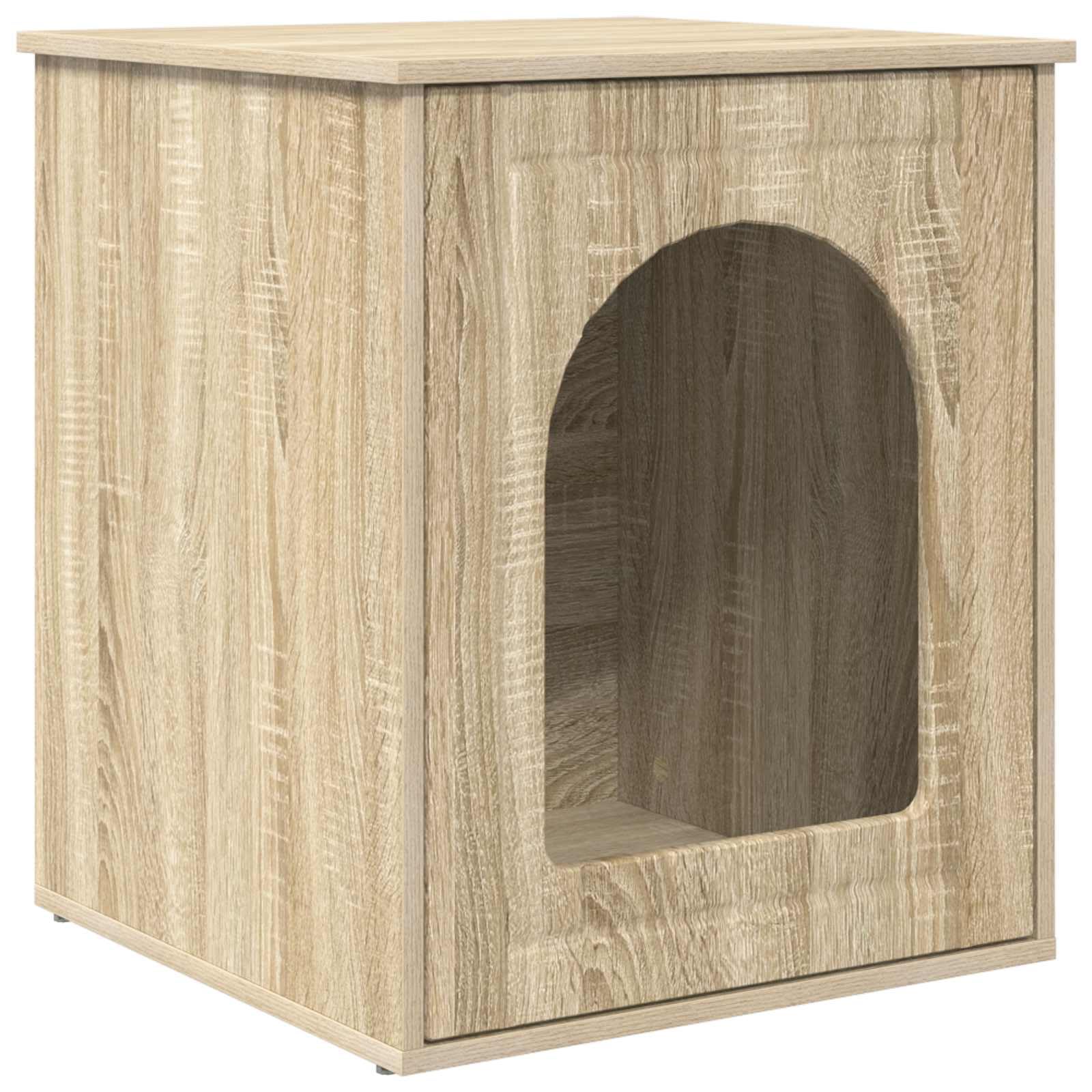 Casa de gato moderna de madera resistente con diseño elegante y acogedor refugio para mascotas, 53 x 52 x 62 cm, incluye accesorios para fácil montaje, ideal