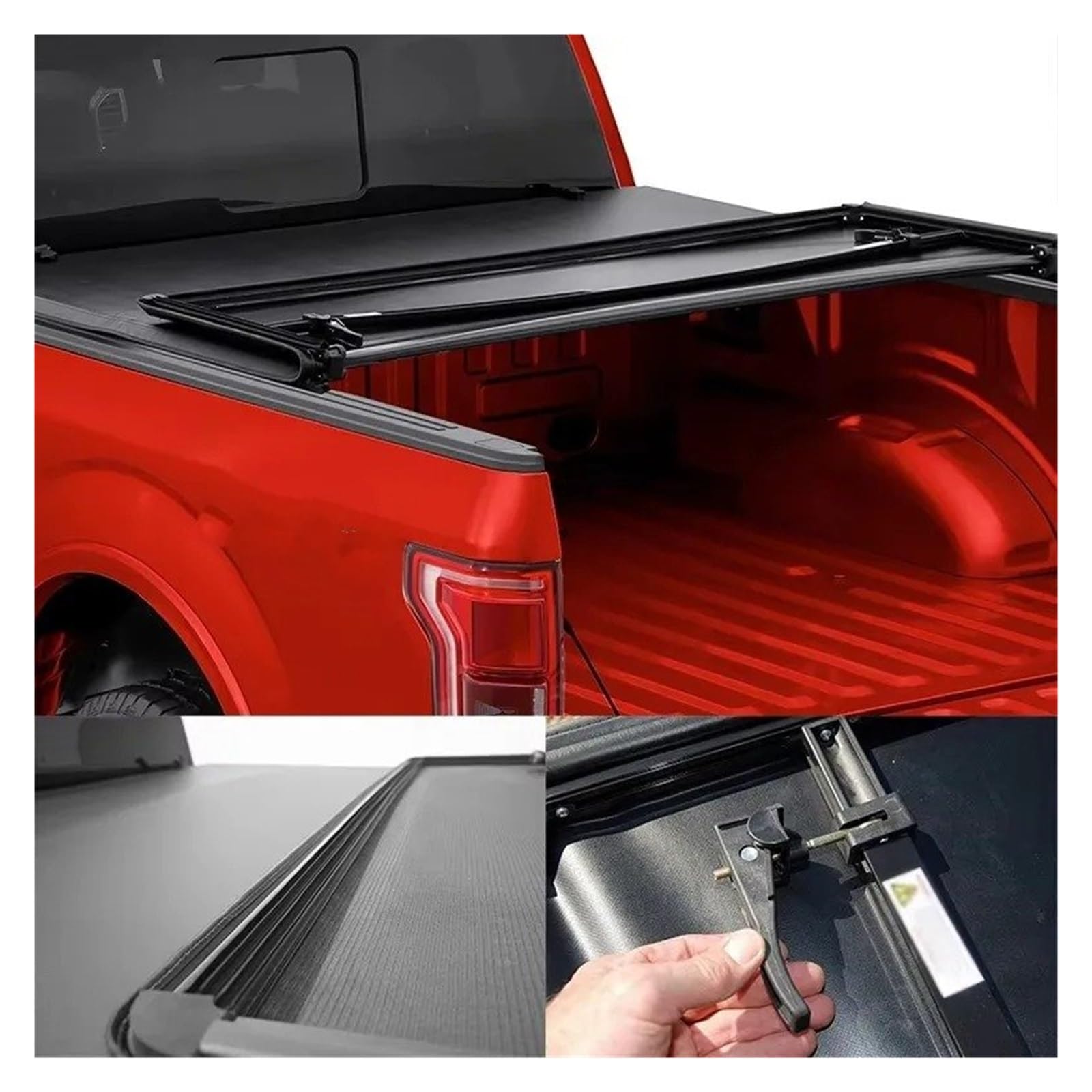 Kofferraumabdeckung Laderaumabdeckung Rolldeckel-LKW-Bettabdeckungen Für Toyota Für Hilux, Weiches Vinyl, Dreifach Gefaltet, Laderaumabdeckung, Autozubehör