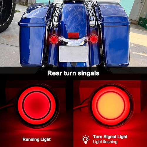 Miniatura 10 de Luz de señal de giro LED 1156 para motocicleta delantera y trasera, lente ahumada de 2 pulgadas, compatible con Harley Softail Touring Dyna Fat Boy