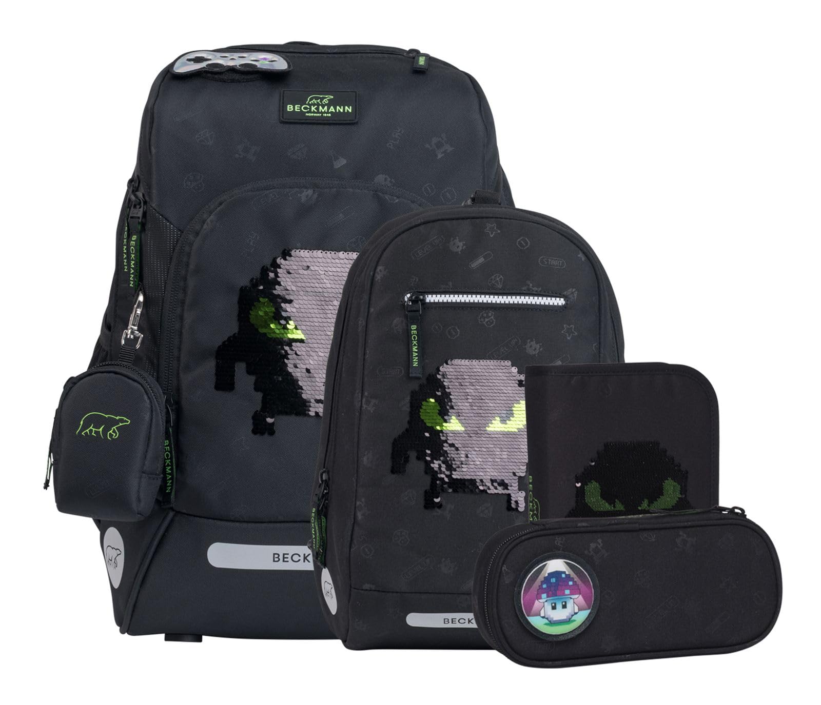 Beckmann zaino della scuola Active Air FLX Schoolbag Set 6 -pezzi 20-25L Pixel nero