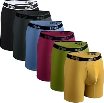 Mens Boxer Shorts Viscose from Bamboo Boxers for Men Breathable Mens Underwear with Fly Boxer Briefs 6 Pack