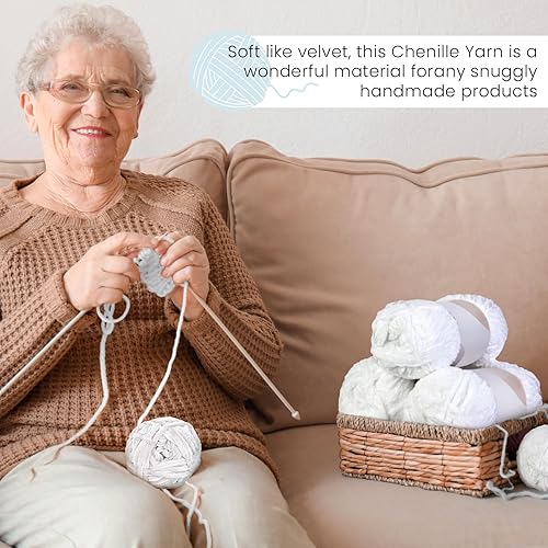 Vista 58 de Xinnun 12 madejas de terciopelo de chenilla de 1116 yardas, hilo de felpa suave y grueso, a granel para tejer a ganchillo, manta de tejer