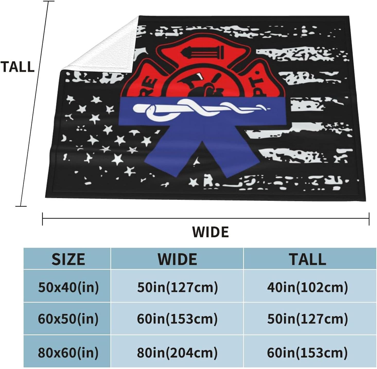 Firefighter EMT Throw Blankets Birthday Gift Idea for Men Dad Husband Son Friend 80"x60" - Practitioner Fireman Firewoman EMS Blanket For Fire Fighter FD Department First in Last Out Responder
