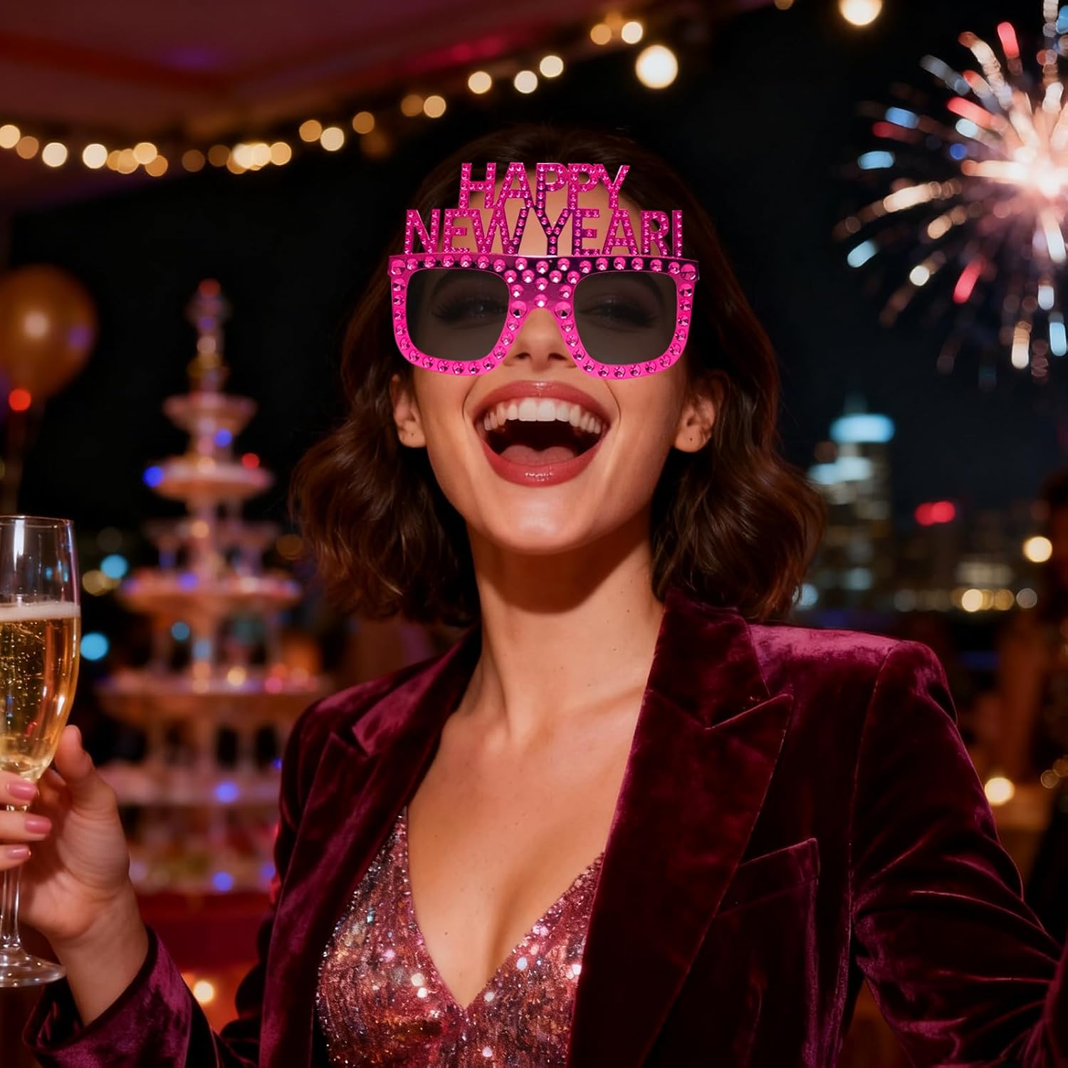 Happy New Year Eyeglasses 2026-8 Pack Party Supplies, Photo Booth Props for New Year's Eve Party Decor