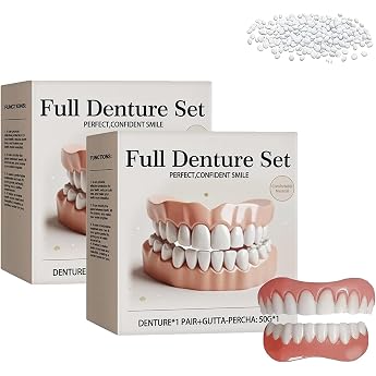 NESLEMY Advanced Customised Full Denture Set Silicone Reline Denture Set Soft and Comfortable Denture Silicone Reline Kit for Men and Women 2 Pieces