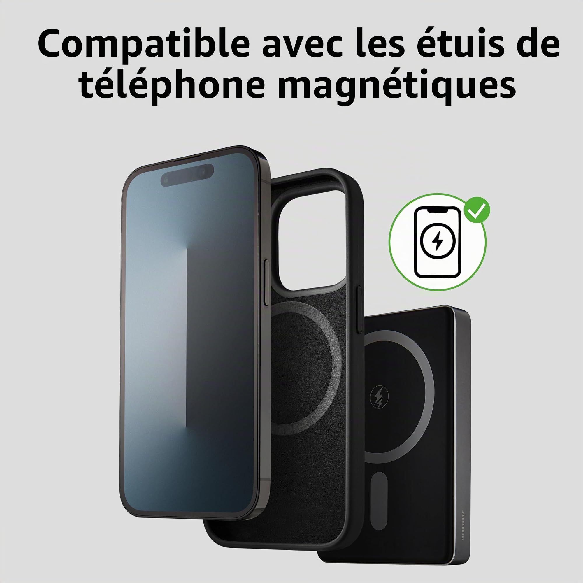 Intenso MW10000 Batterie Externe magnétique 10000 mAh – Compatible MagSafe, Recharge sans Fil 15 W, USB-C PD 20 W, pour iPhone et Android – Testée en Allemagne – Grise : Amazon.FR: High-Tech