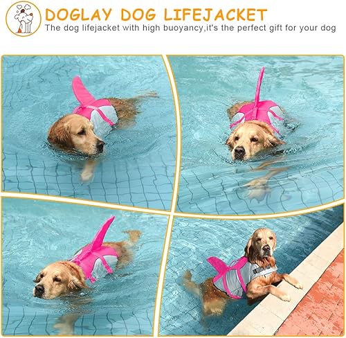 Miniatura 2 de Doglay Chaleco salvavidas para perro, antidesgarros Ripstop, lindo chaleco salvavidas para perros con flotabilidad superior y asa de rescate,