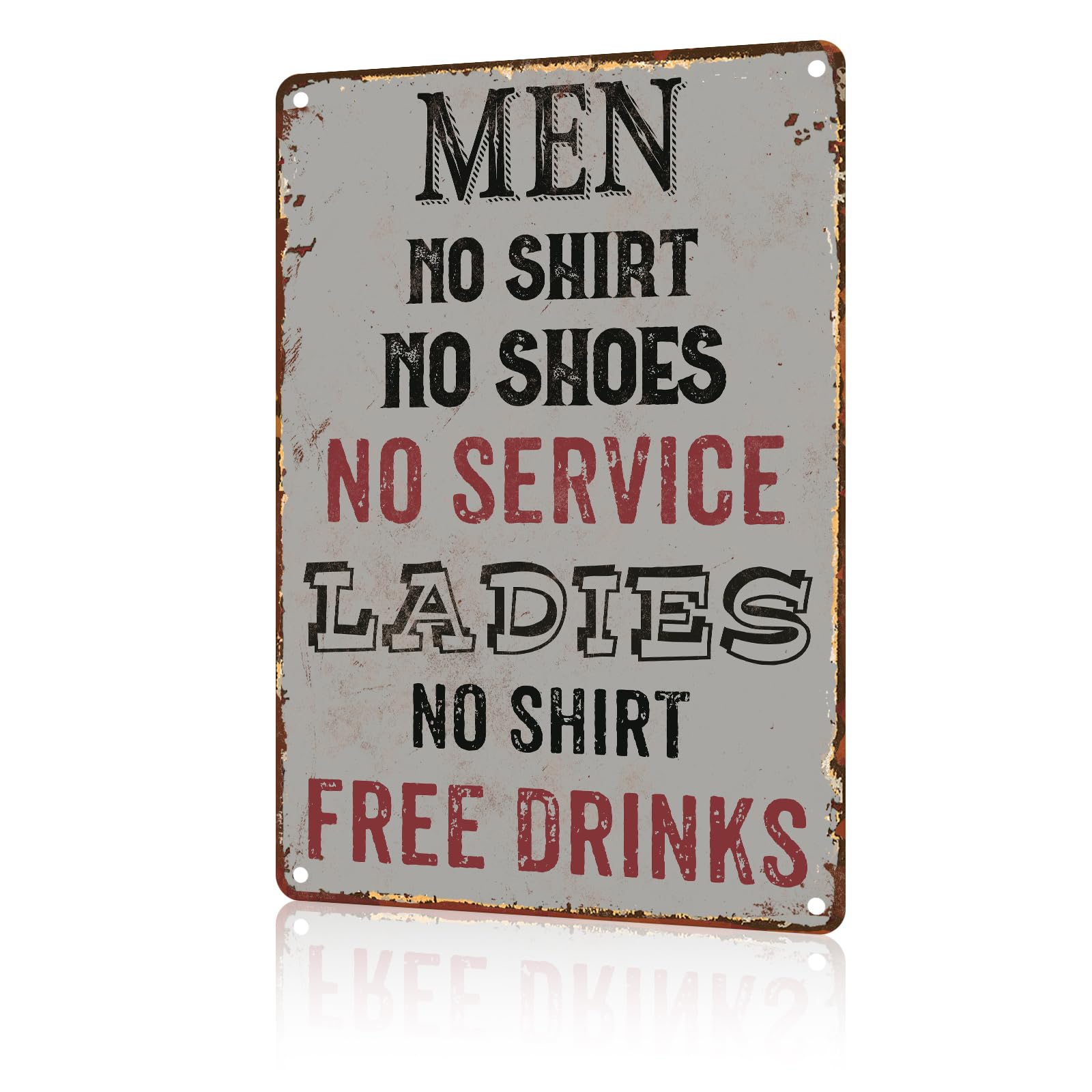 Anceky Funny Tin Sign Alcohol Free Drinks Metal Sign Retro Aluminum Sign Wall Decor for Bar Bedroom Cafe Kitchen Home Yard 12×8 Inch