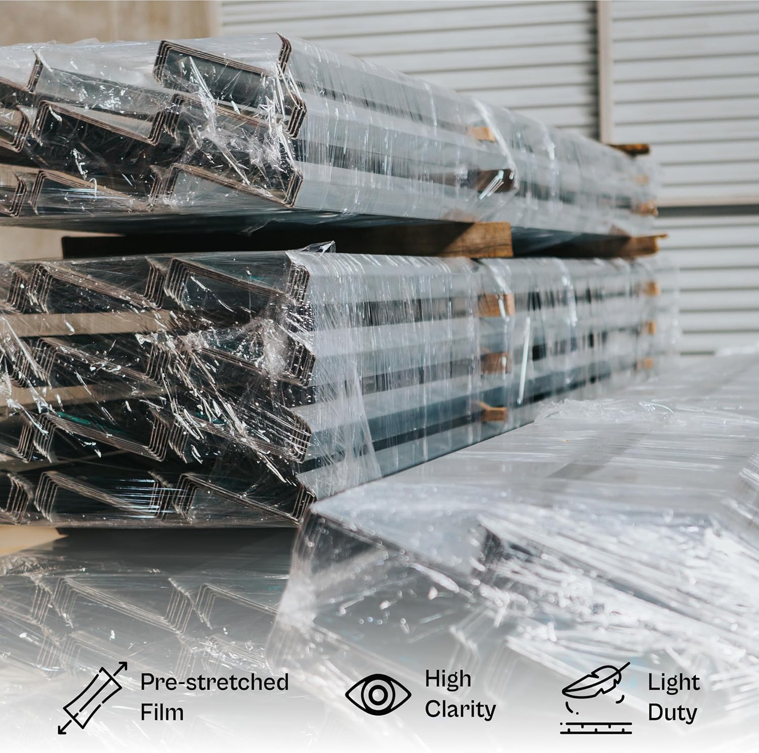 PSBM 4 Rollen 38,1 cm x 400 m 34 Gauge vorgedehnte Folie/Verpackung, industrielle Stärke, transparente Schrumpffolie für Umzug, Verpackung, Versand, Palettenverpackung und Lagerung