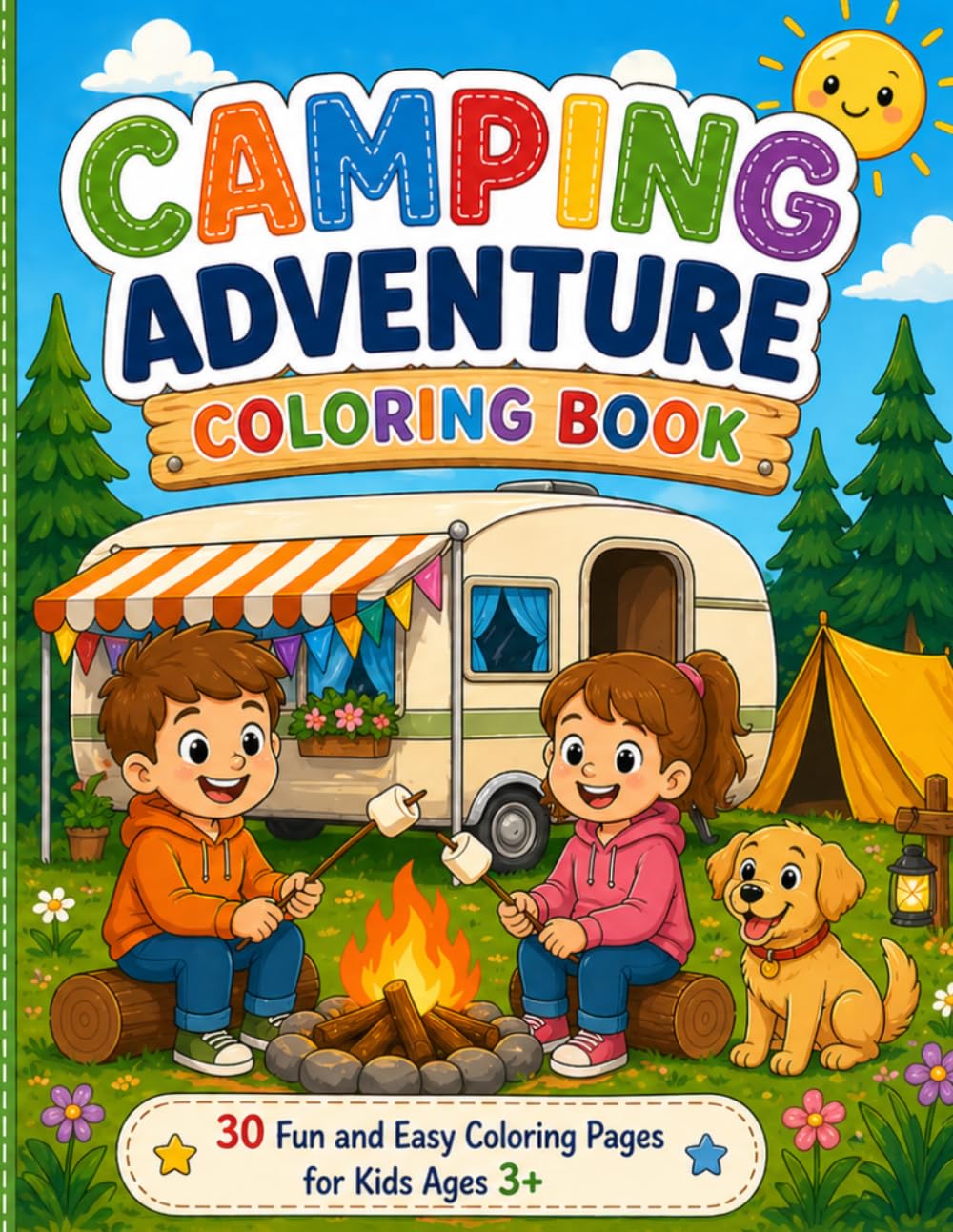 Camping Adventure Coloring Book: Fun Caravan Adventures, Outdoor Activities, Nature Scenes & Easy Designs for Relaxing Coloring