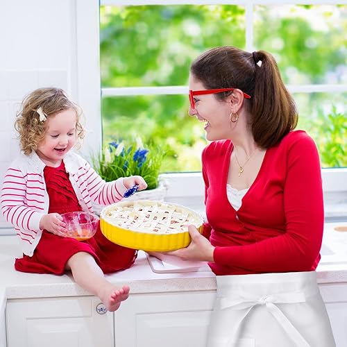 Miniatura 5 de SATINIOR Delantal blanco de medio bistró con lentes de sol para disfraz, delantal blanco con lentes rojos, ojo de gato, lentes nerd, marco de gafas