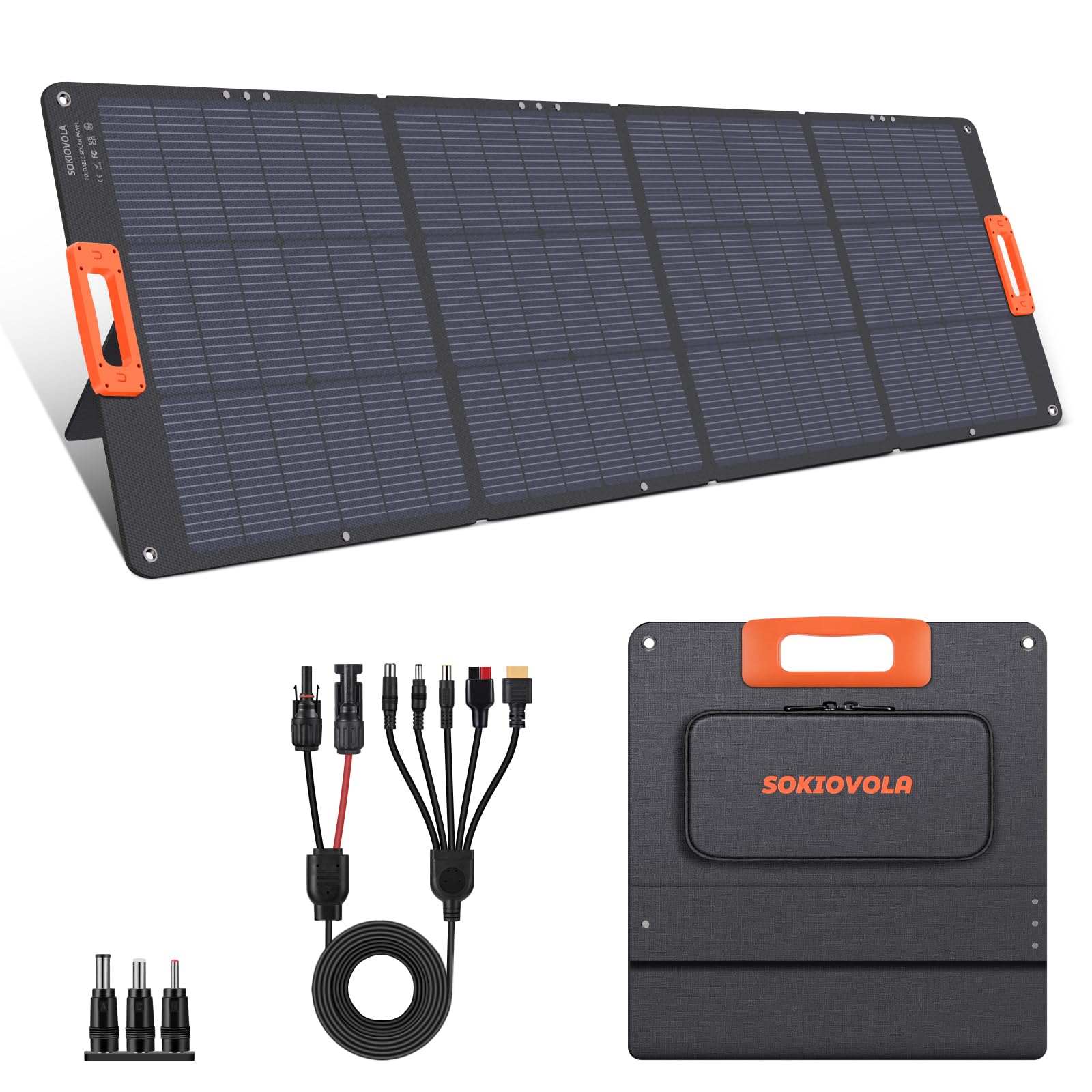 SOKIOVOLA N-Type 16BB 200W Portable Solar Panel for EF/Jackery/Bluetti/Anker Power Station,Solar Panel ETFE USB-A &Type-C IP68 25% High Efficiency for Camping RV Outages Emergencies Home Backuot