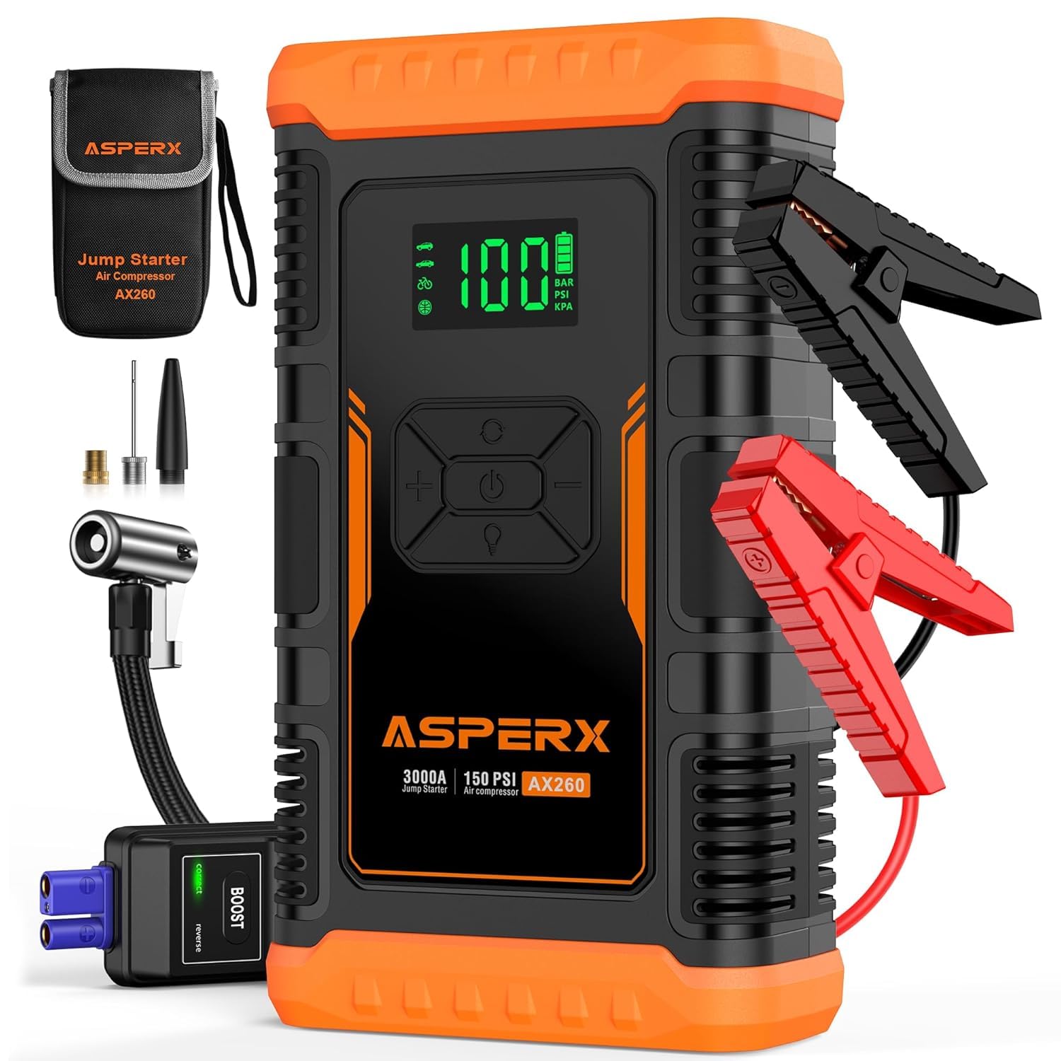 VTOMAN X1 Jump Starter Power Pack met luchtcompressor 2500A, draagbare auto-accu Booster Jump Starter (tot 8.5L gas/6.0L dieselmotoren) Jump Pack met 150PSI digitale bandenpomp VTOMAN X1 Jump Starter Power Pack met luchtcompressor 2500A, draagbare auto-accu Booster Jump Starter (tot 8.5L gas/6.0L dieselmotoren) Jump Pack met 150PSI digitale bandenpomp