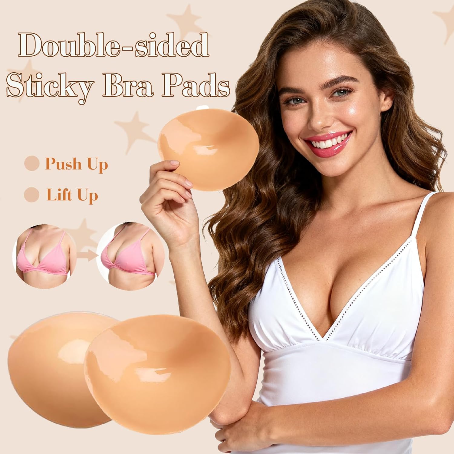 Majurphy Natural Push up Sticky Bra Insert Pads | Double Sided Adhesive Inserts | Stick on for Sports Bra Swimsuit - Image 2