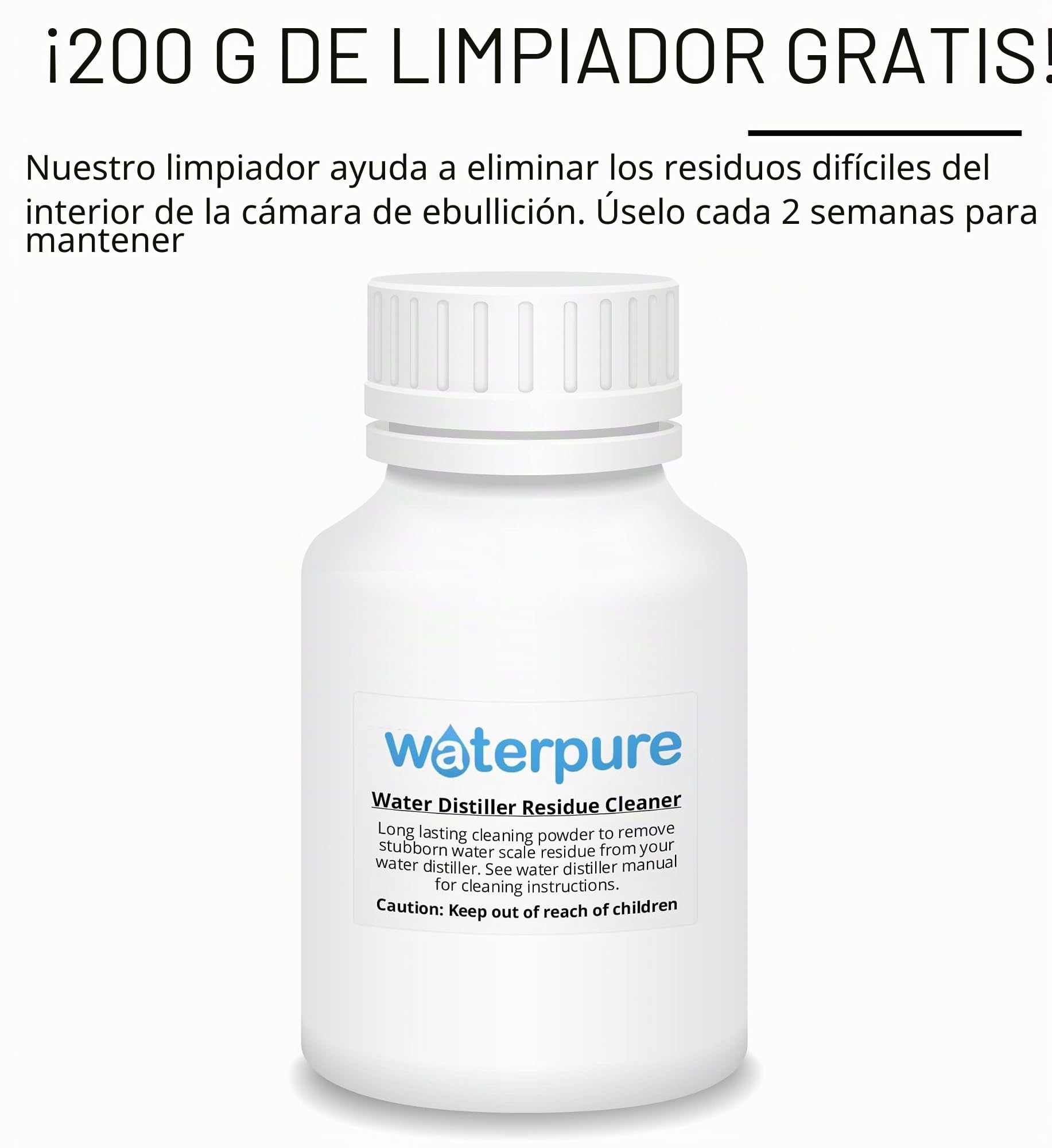 Water Pure - Destilador de agua de 6 litros, jarra de vidrio de 6 litros, 3 años sin filtros, 200 g sin limpiador de residuos. La máquina destiladora de agua más grande y rápida