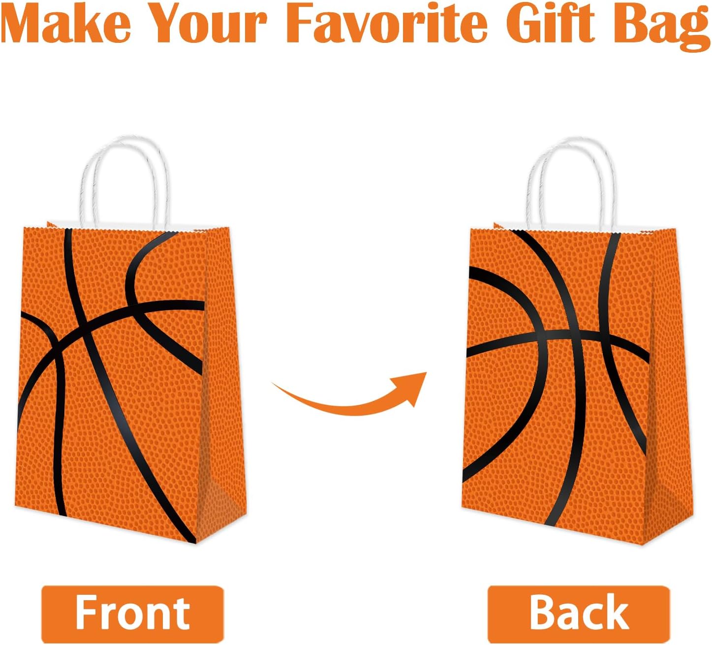 BQK 16 Pcs Basketball Gift Bags with Handles for Basketball Birthday Party Supplies Basketball Candy Treats Bags Basketball Party Favor Bags Basketball Goodie Bags - Image 6