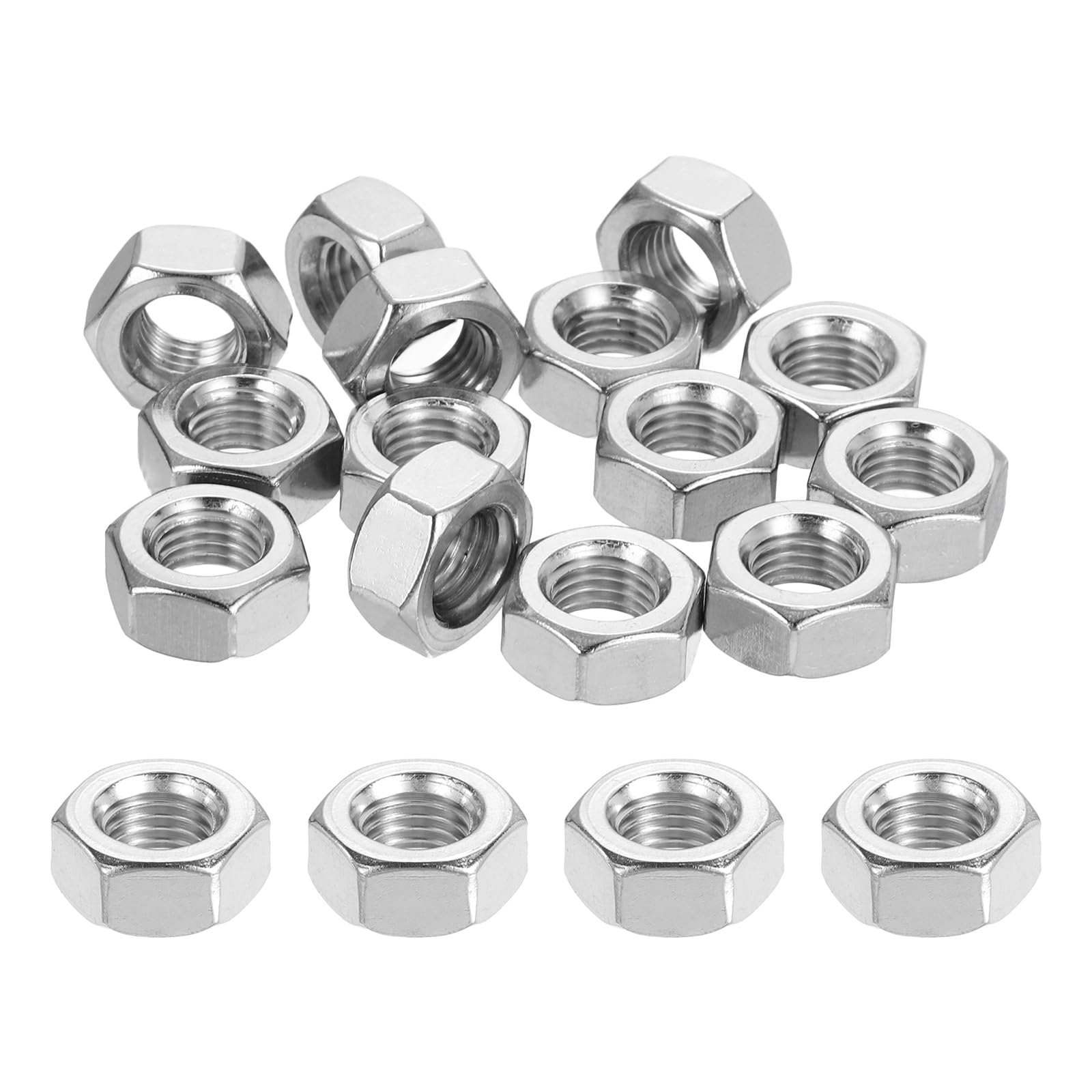 sourcing map M8x1mm Hex Nuts, 18Pcs 304 Stainless Steel Metric Fine Thread Hexagon Lock Nuts Fasteners for Machinery Automotive Industrial Use, 13mm / 0.51" Width 6.5mm / 0.26" Height