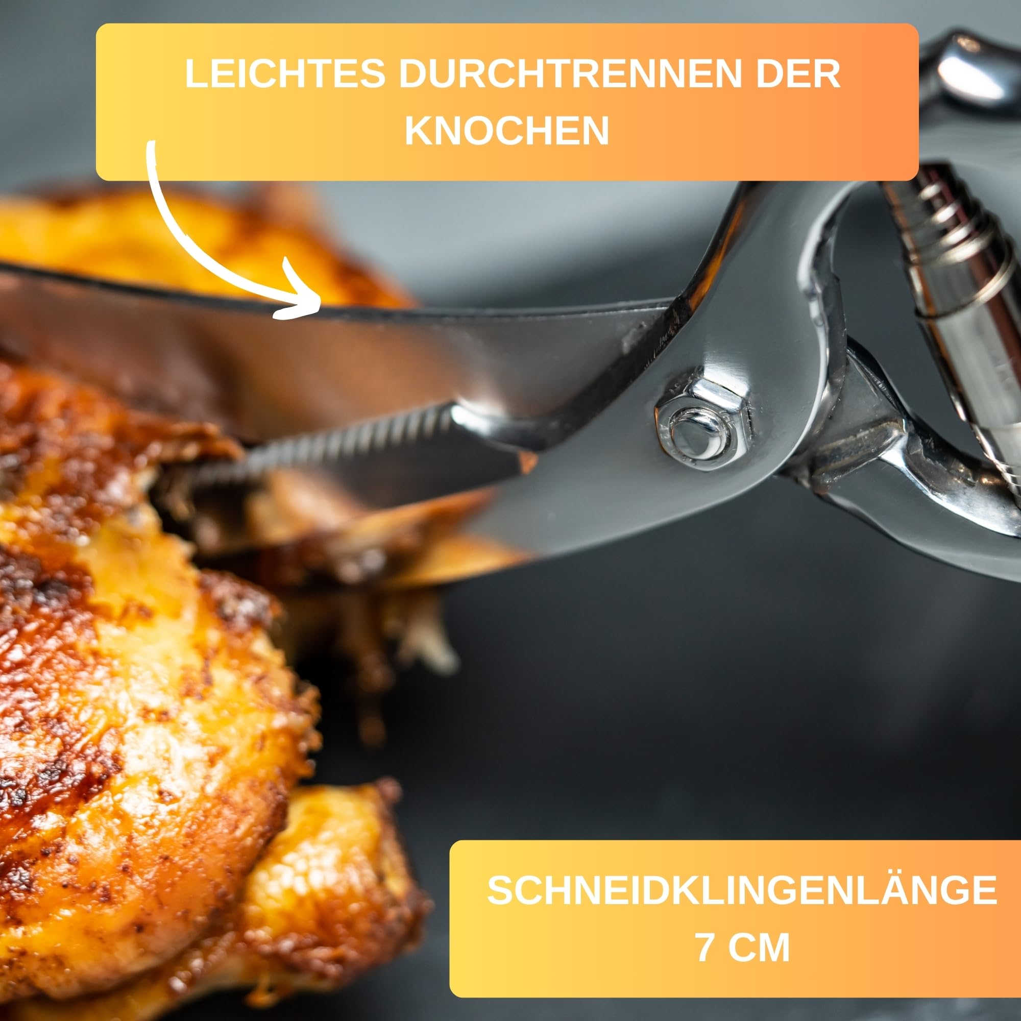 Thiru Premium Geflügelschere - Küchenschere für Profis - Kinderleichter Federmechanismus für Rechts- und Linkshänder - Fleischschere mit Sicherheitsverschluss & Aufbewahrungshülle
