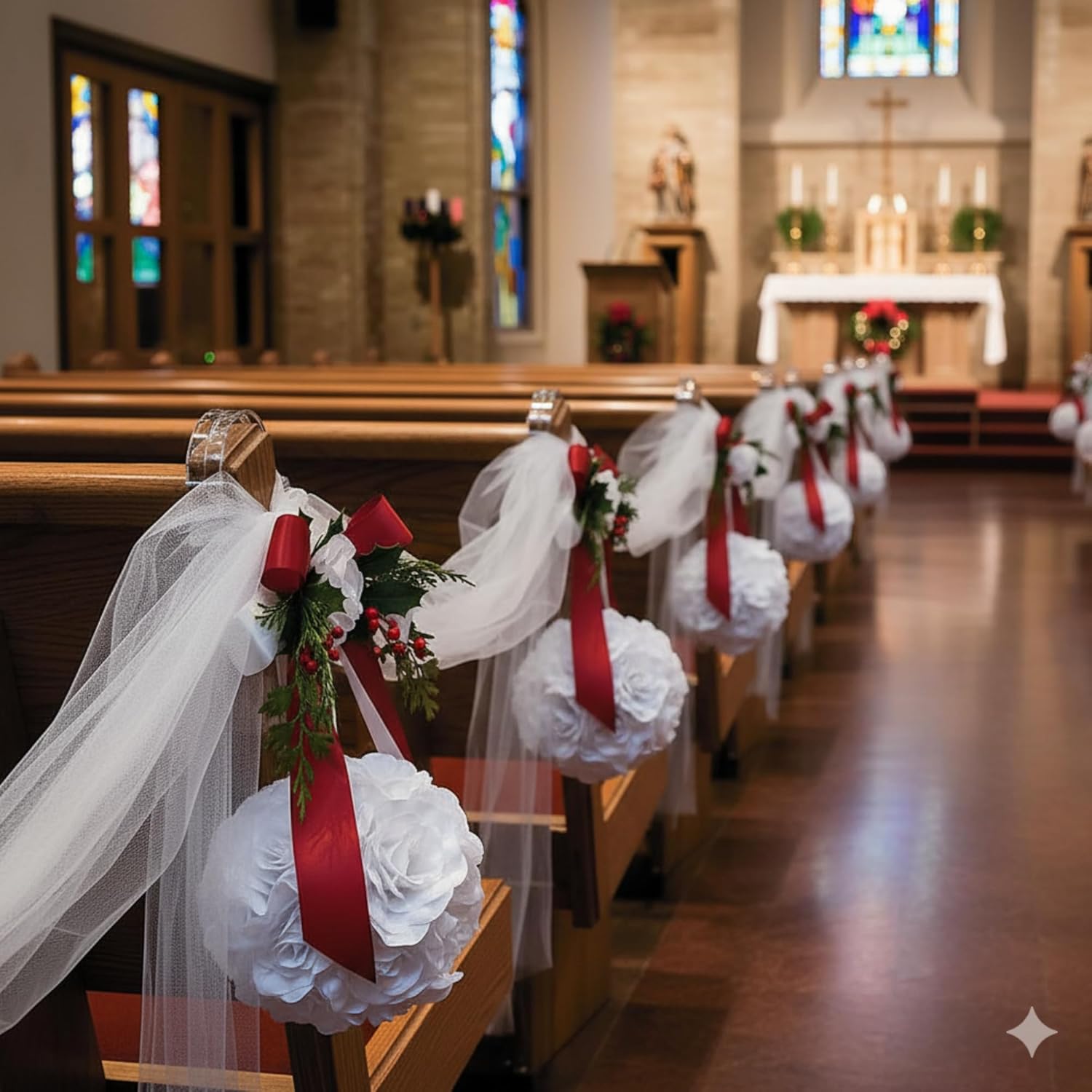 48pk Pew Clips for Wedding Bows – 6" Heavy Duty Clear Plastic Bow Holders for Church Pews and Chairs – Ideal Pew Bows for Wedding Ceremony Aisle Ceremony to Hang Pew Flowers (48pk)