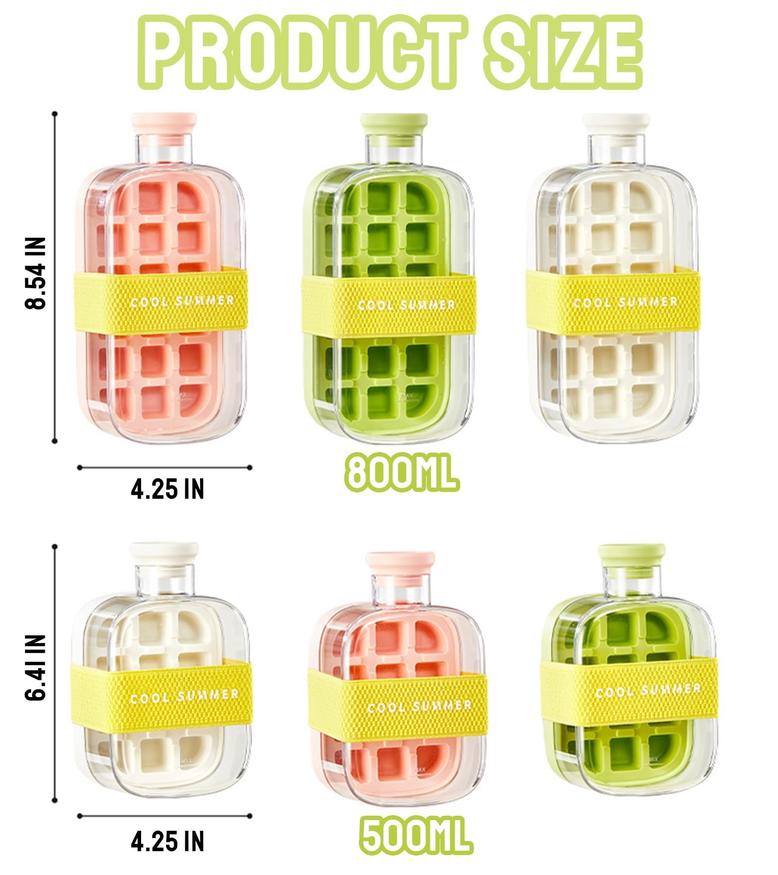Bottiglia per cubetti di ghiaccio 2 in 1, bottiglia per cubetti di ghiaccio, vaschetta per cubetti di ghiaccio con coperchio e cannuccia, stampo per | Leroy Merlin