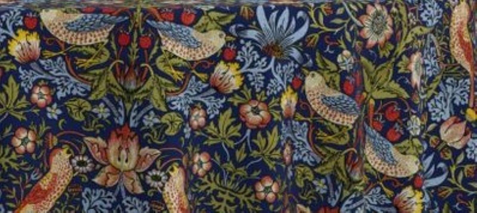 Jansons Direct LinensStrawberry Thief Navy Blue 100% Cotton Table Cloth 132cmx 228cm William Morris Gallery