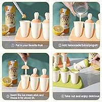 Vista 6 de Popsicle Mold Set for Kids 8 Pieces Silicone Popsicle Maker Ice Cream Molds DIY Frozen Ice Pop Molds Kitchen Accessories Easy Release Breastmilk
