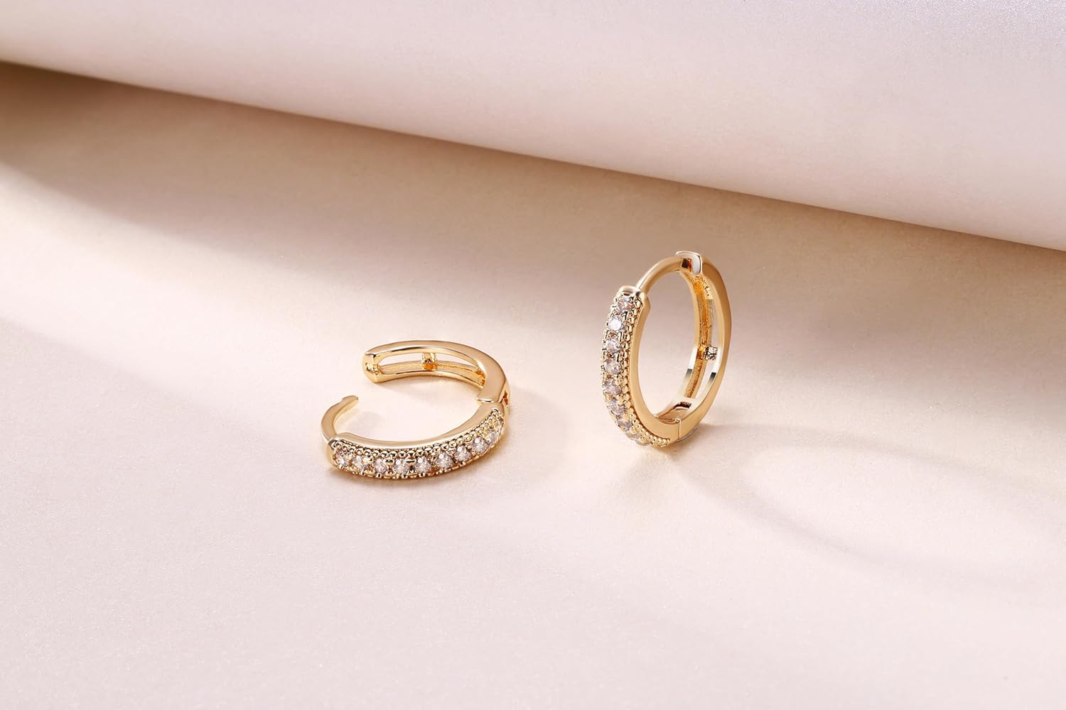 MDFUN Stud Hoop Earrings for Women,18k Gold Plated Hypoallergenic Cartilage Hoops Huggie Earrings Set for Multiple Piercing Trendy Jewelry Gifts - Image 5