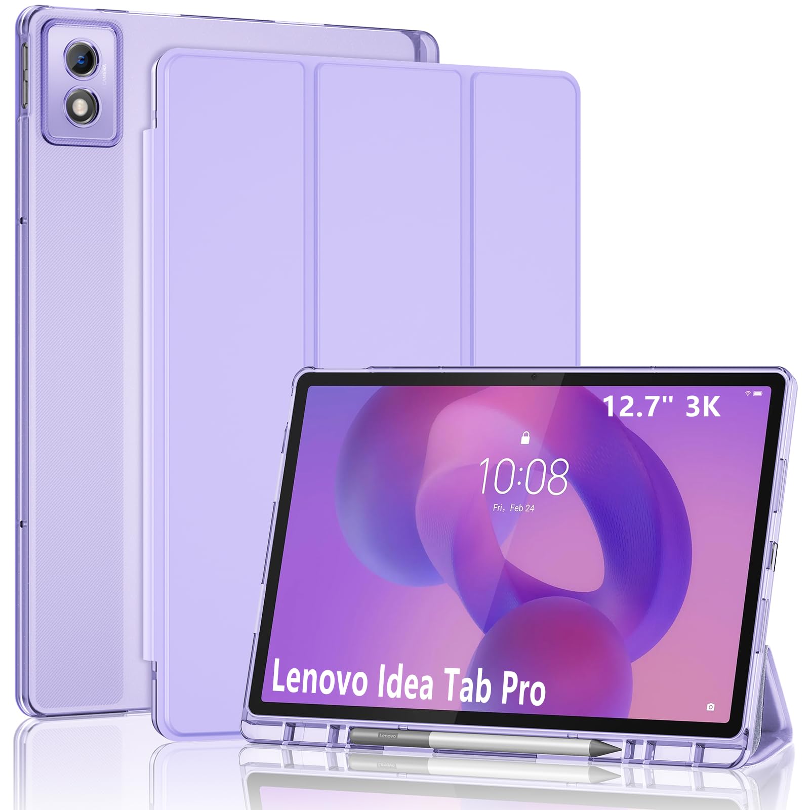 Custodia Con Tastiera Per Lenovo Idea Tab Pro 12,7 Pollici (2025, Modelli TB-373FU/TB-375FC) - Pelle PU Con Portapenne, Slot Porta Bancomat E Funzione Supporto