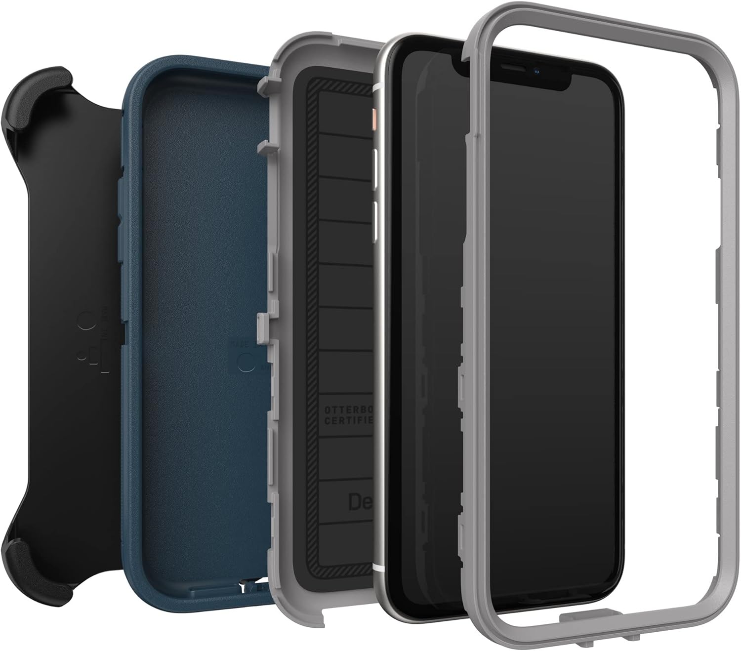 OtterBox Defender Series Screenless Edition Case for iPhone 11 (Only) - Holster Clip Included - Microbial Defense Protection - Non-Retail Packaging - Gone Fishin (Blue)