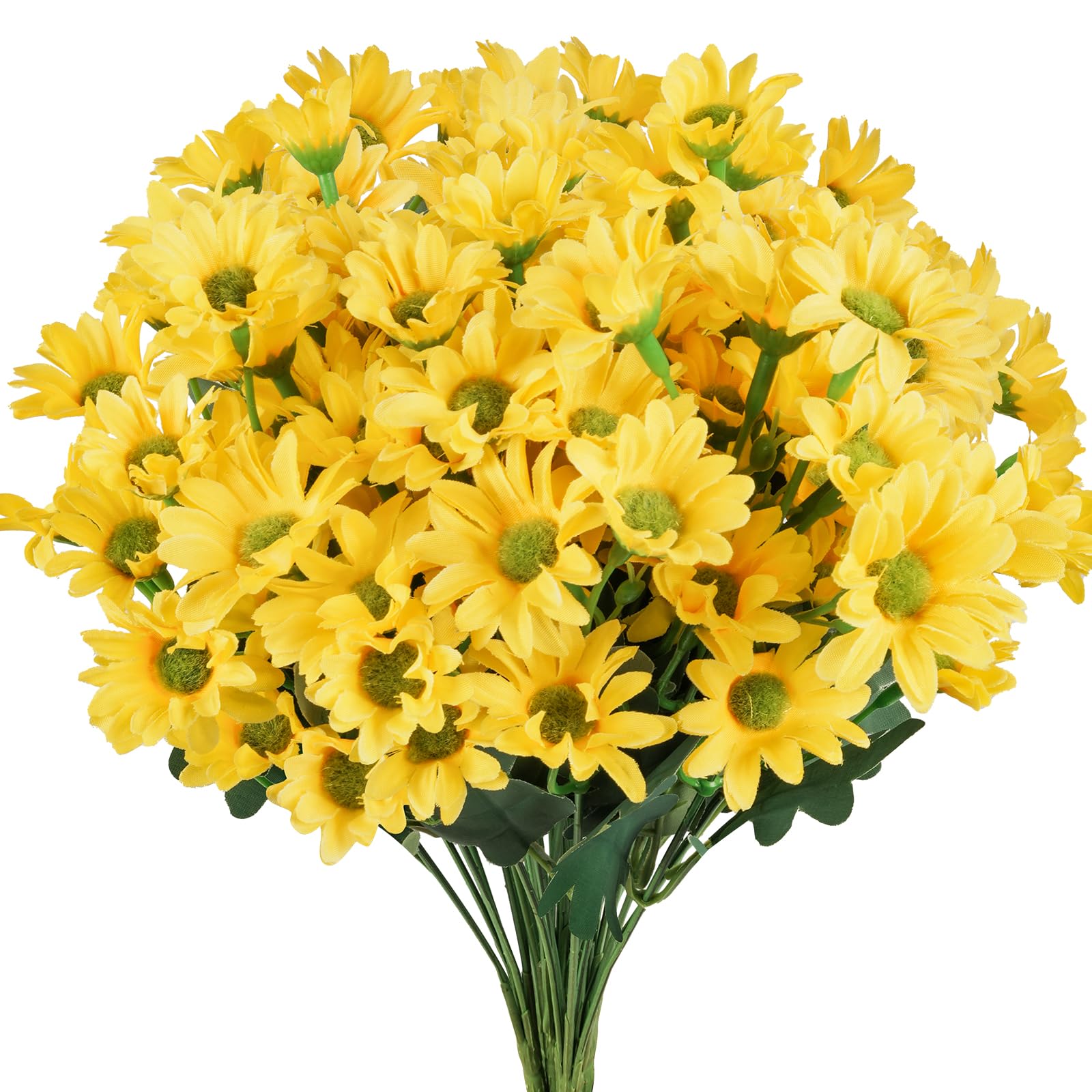 IMIYOKU Artificial Flowers, 6 Bundles Yellow Faux Silk Daisy Flowers for Outdoor and Indoor, UV Resistant Fake Artificial Flower for Vase, Graves Garden Hanging Planter Home Outside Decor — image 1