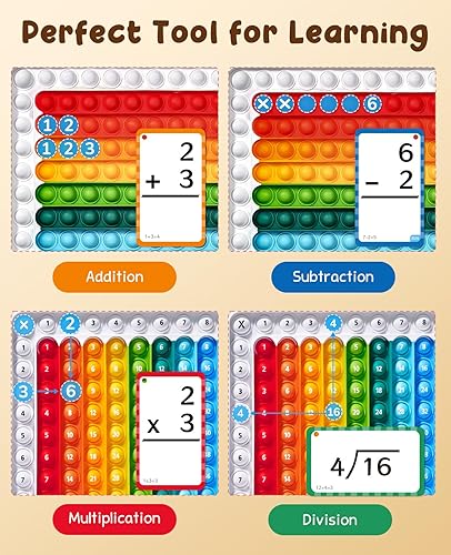 Miniatura 4 de JoyCat Tarjetas flash para niños de 4 a 8 años, tarjetas flash de matemáticas y tabla de manipulaciones de estallido, juego de manipulación de
