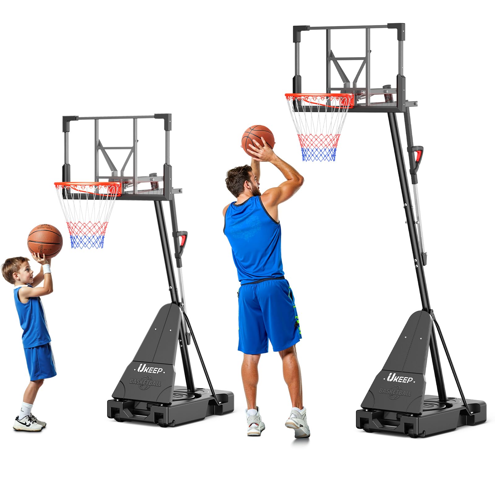 Basketball Hoop System With 44" Shatterproof Backboard - Adjustable Height 5.25FT To 10FT, Indoor/Outdoor Portable Goal With Wheels