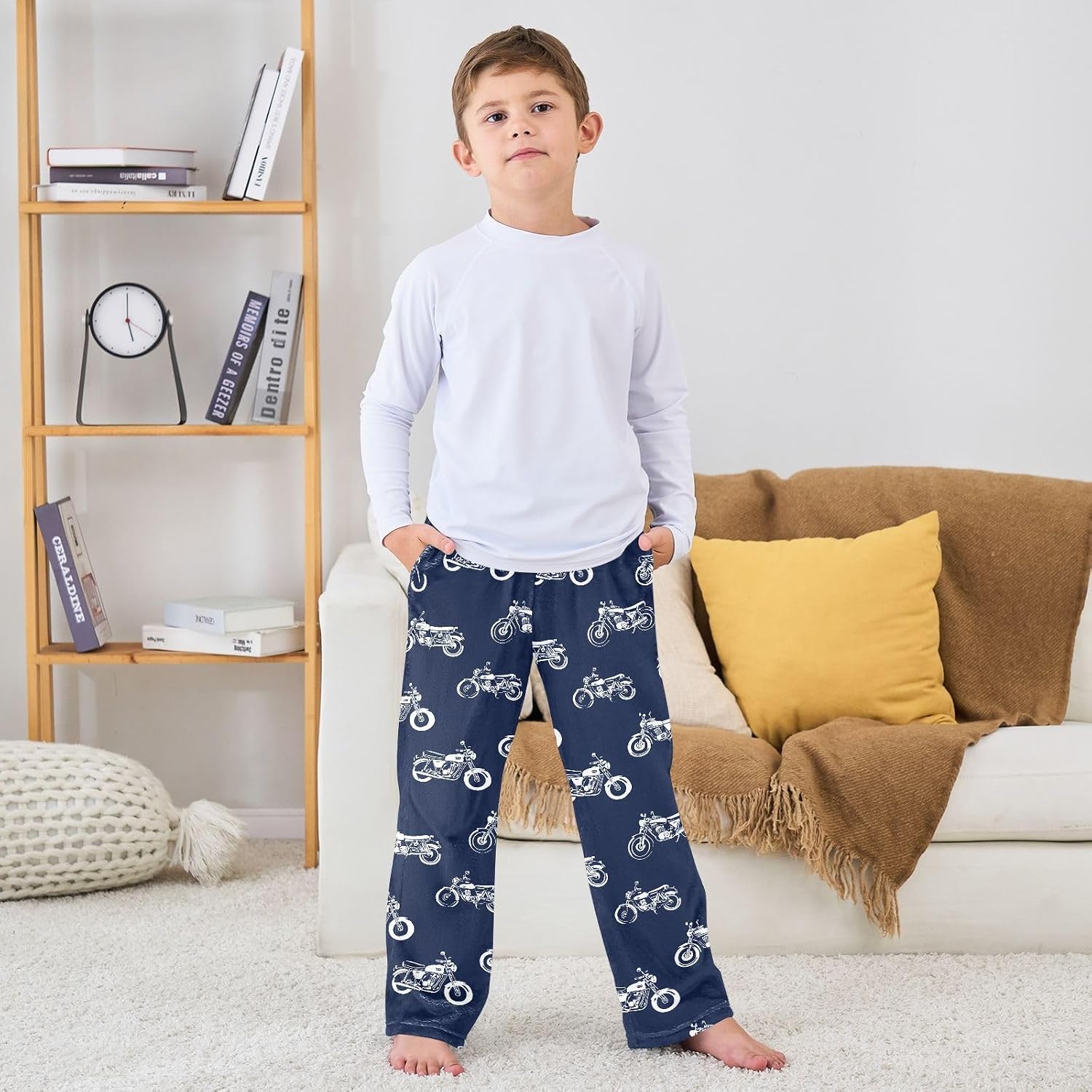 visesunny Motorcycle Minimalist Boys Pants for Kids Fleece Bottoms Long Jogger Pants Trousers with Pockets Size 6-14Y